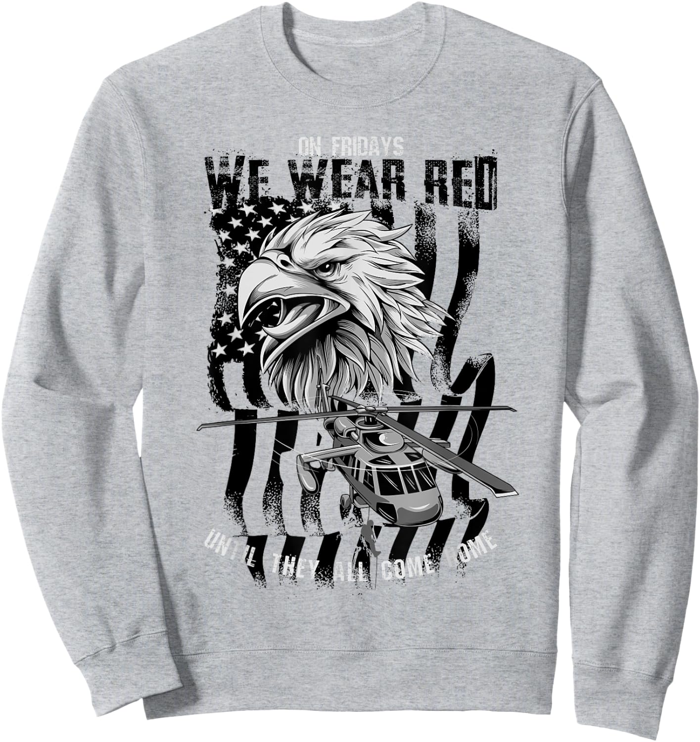 Red Friday Military Remember Everyone Deployed Eagle Flag Sweatshirt - Sweatshirt | Ash