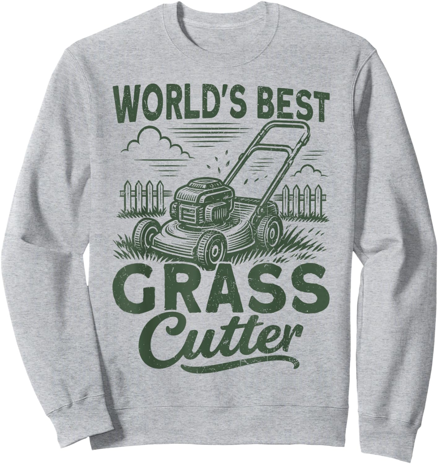 Worlds Best Grass Cutter Lawn Mower Gardening Sweatshirt - Sweatshirt | Ash