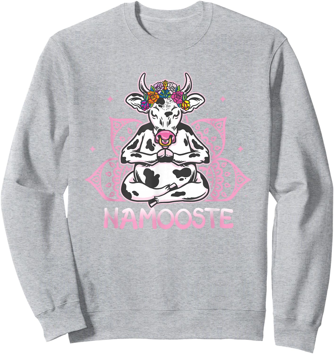 Namooste Meditating Cow Yoga Meditation Namaste Sweatshirt - Sweatshirt | Ash