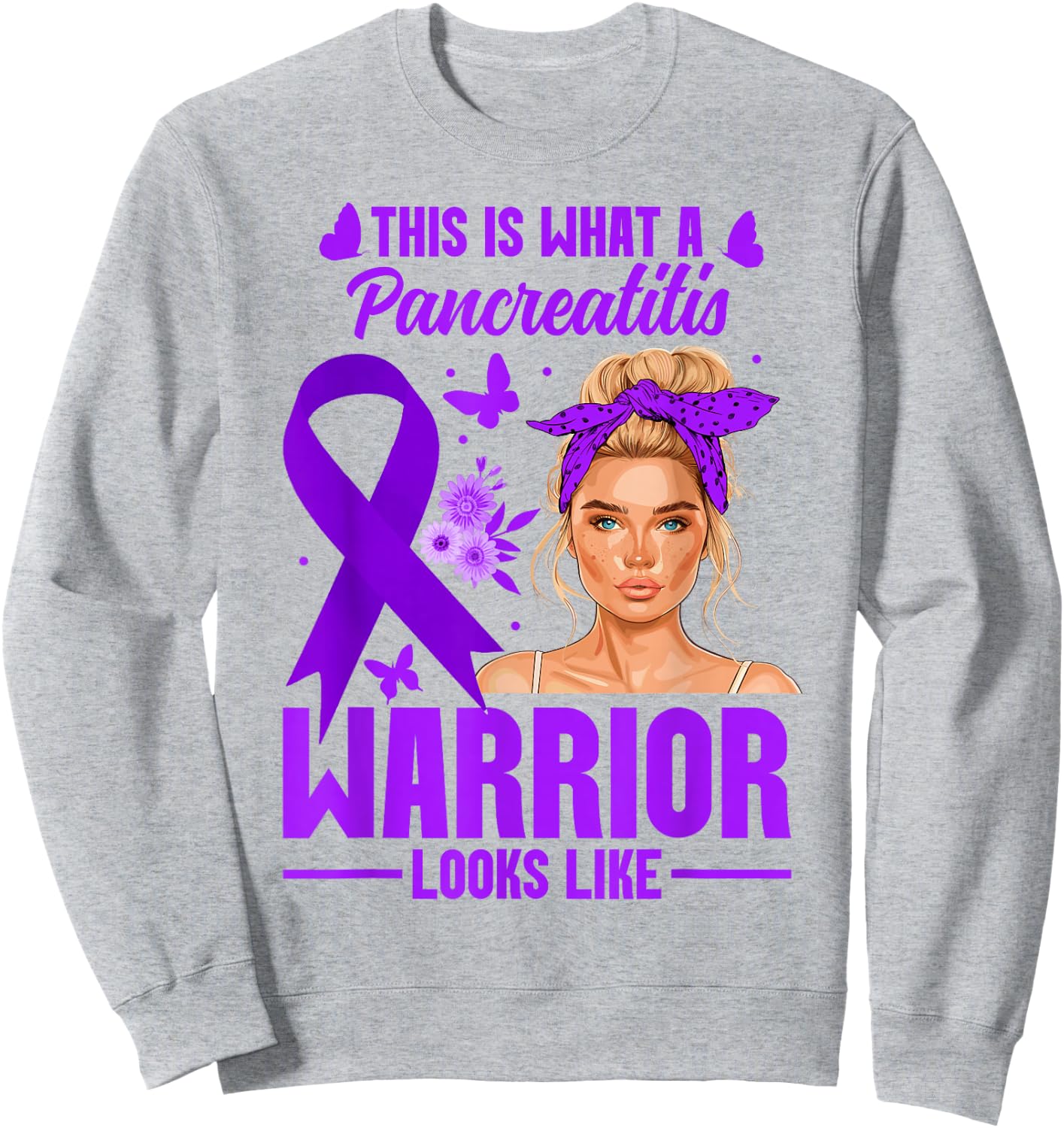 Pancreatitis Awareness Women Warrior Pancreatitis Sweatshirt - Sweatshirt | Ash