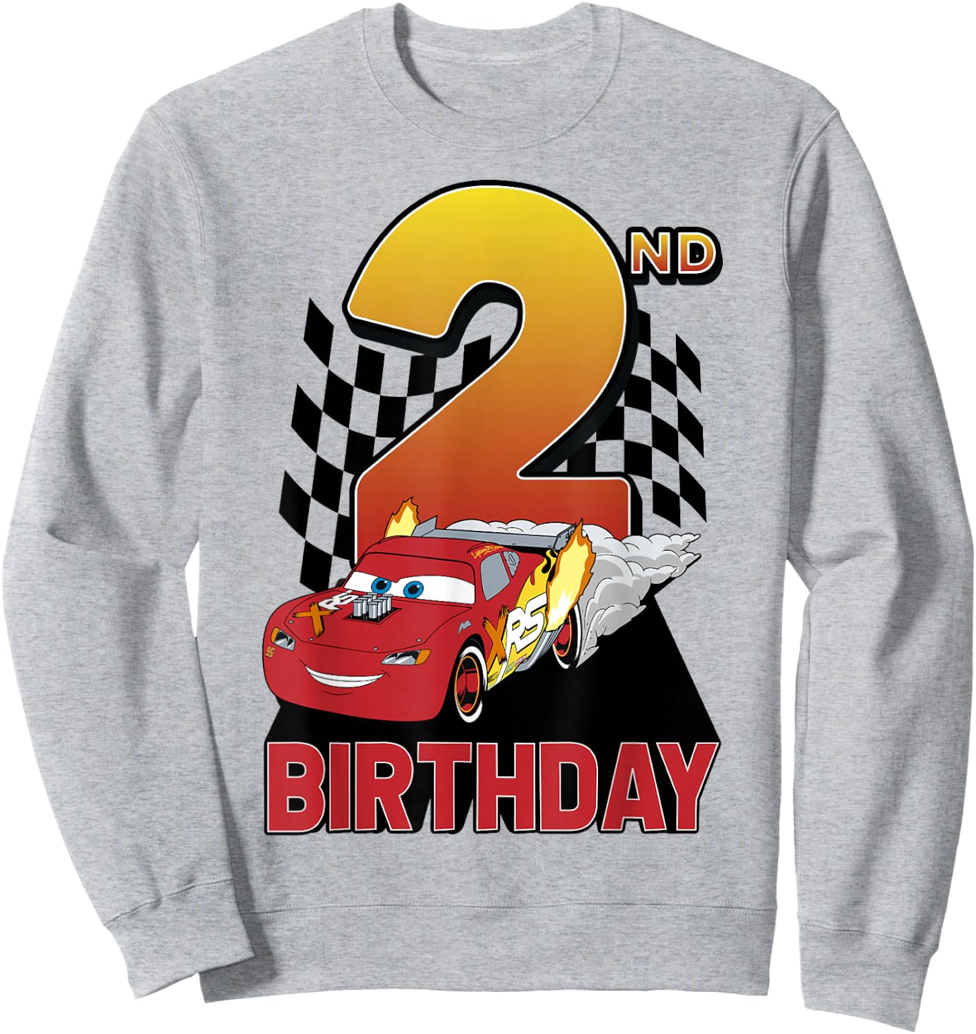Disney Pixar Cars Lightning McQueen 2nd Birthday Peel Out Small Sweatshirt - Sweatshirt | Ash