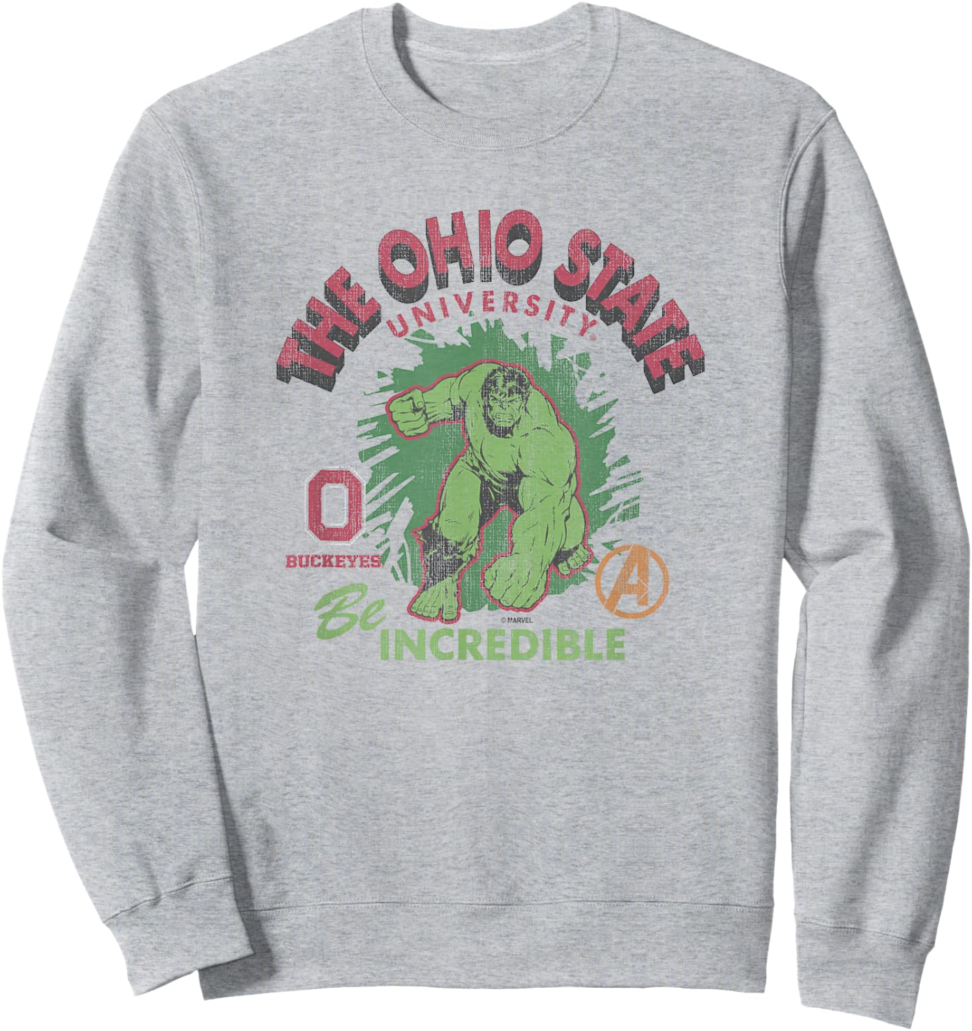 Ohio State Buckeyes Hulk Vintage Marvel Gray Sweatshirt - Sweatshirt | Ash