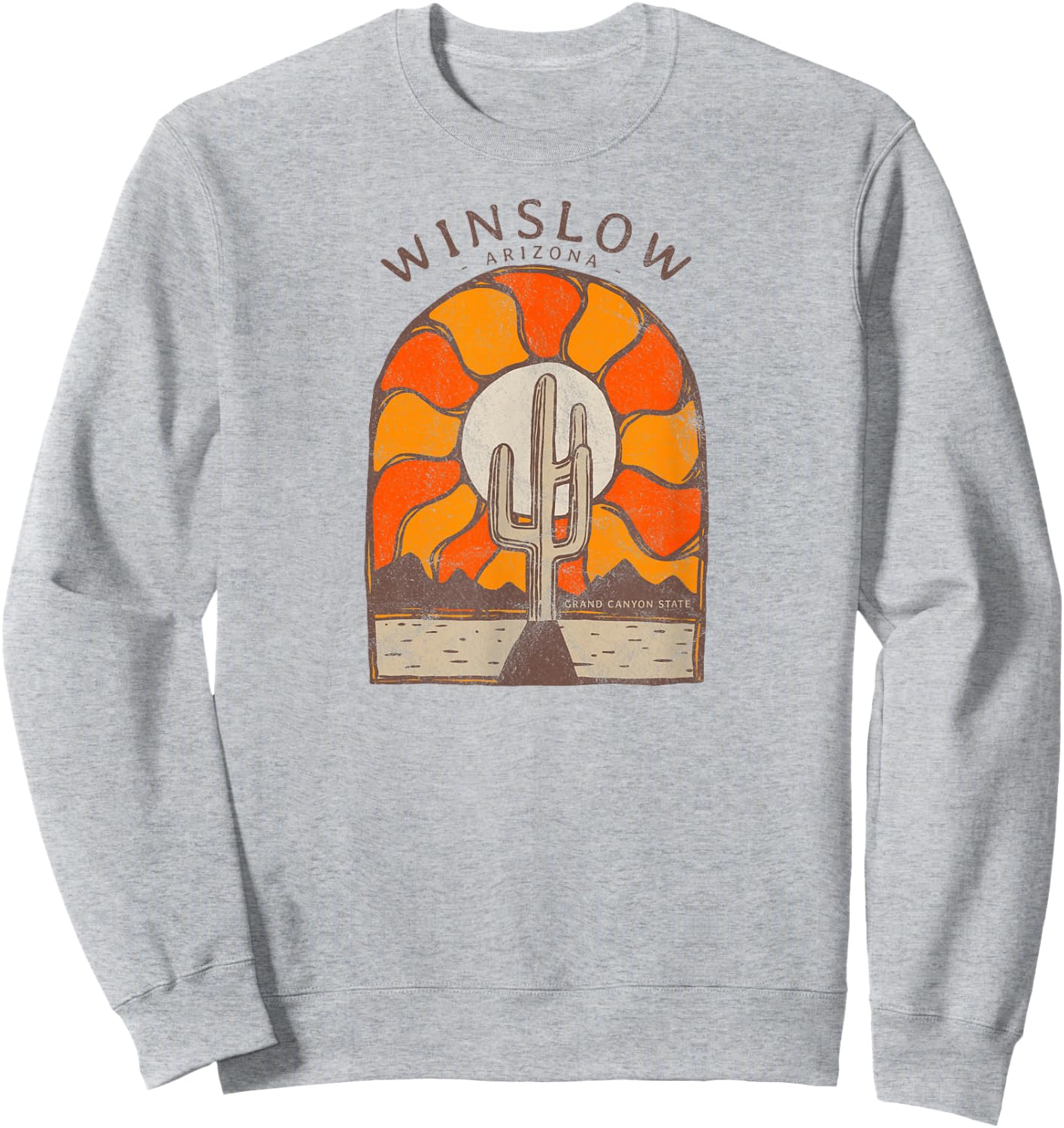 Vintage Retro Style Sunset Desert Landscape Winslow Arizona Sweatshirt - Sweatshirt | Ash
