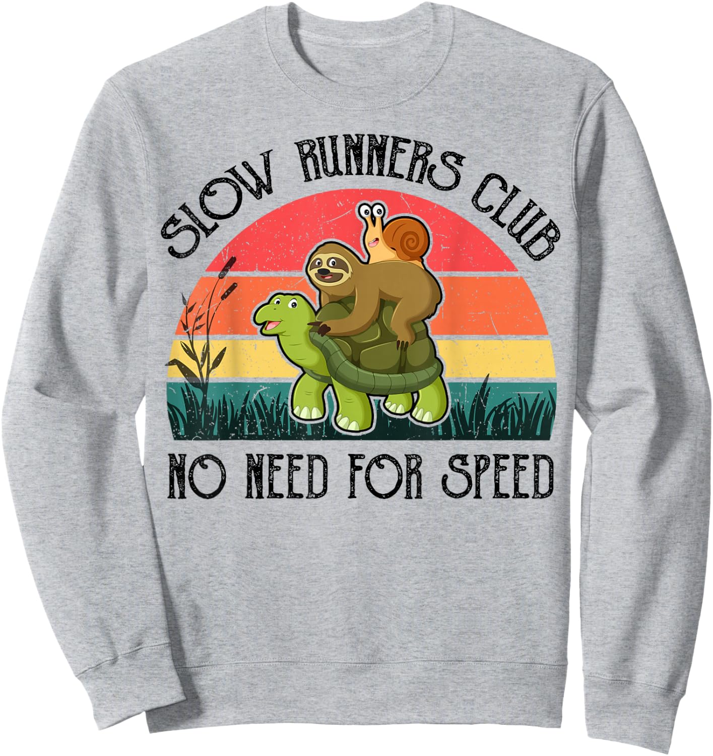 Funny Lazy Sloth Shirt Snail Riding Turtle Slow Runners Club Sweatshirt - Sweatshirt | Ash