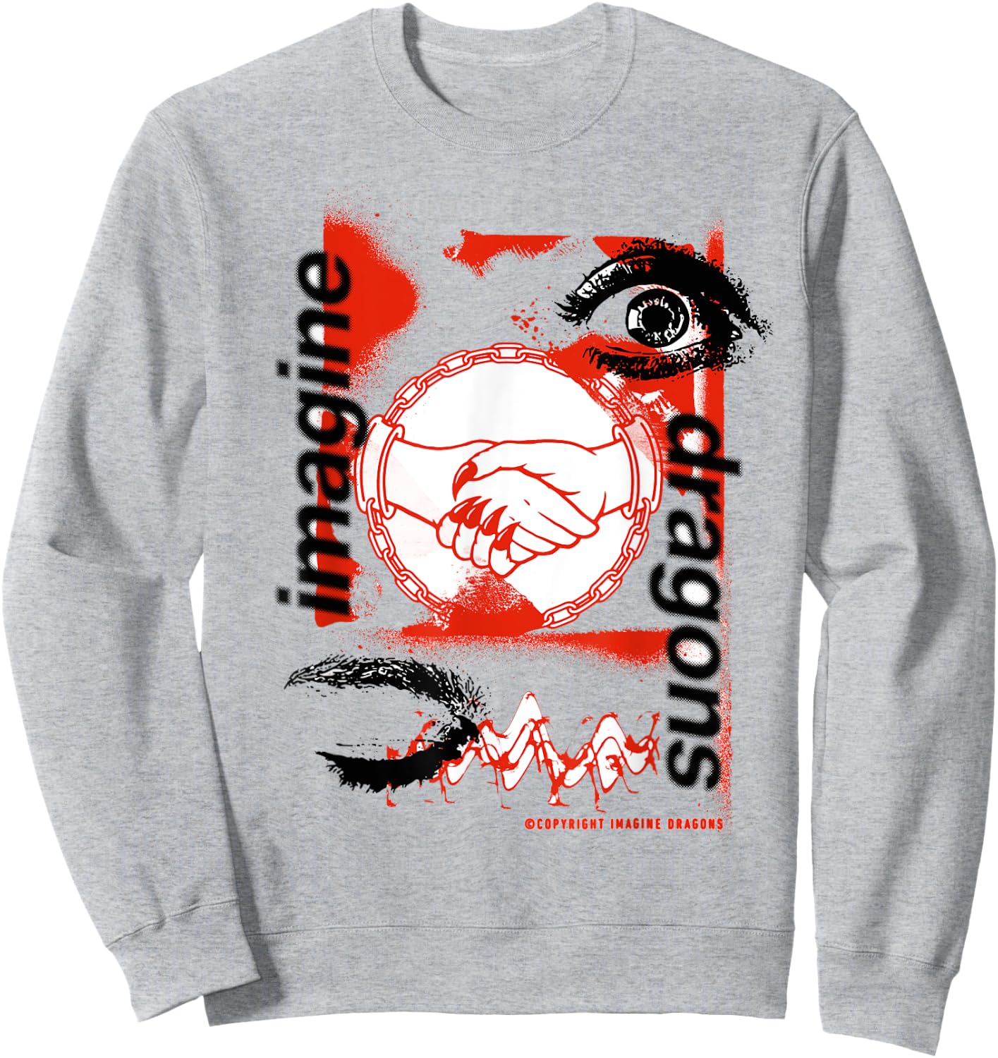 Official Imagine Dragons Handshake White Sweatshirt - Sweatshirt | Ash