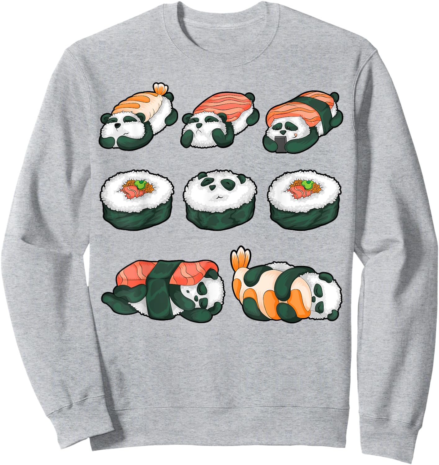 Panda Sushi Hug Shirt Cute Animal Maki Lover Funny Food Gift Sweatshirt - Sweatshirt | Ash