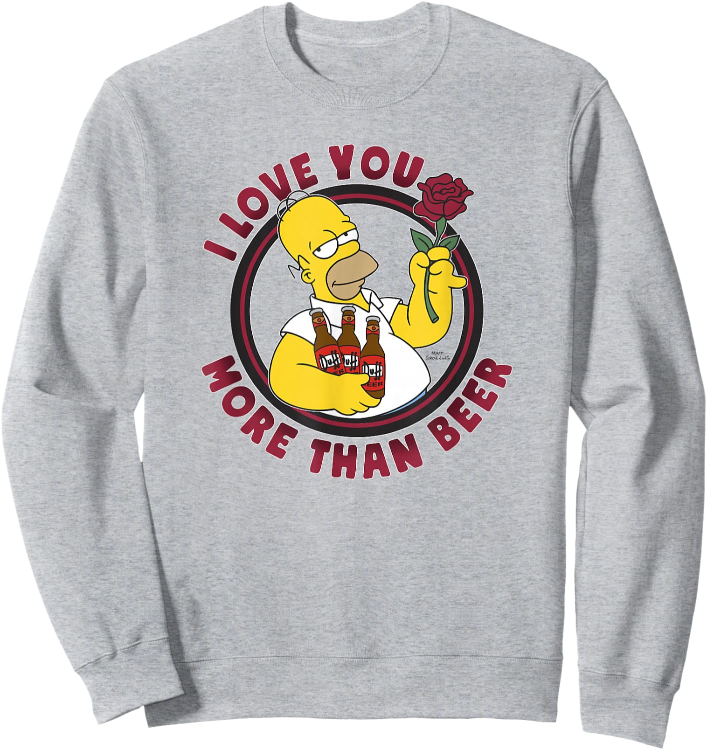 The Simpsons Valentine's Day Homer I Love You More Than Beer Sweatshirt - Sweatshirt | Ash