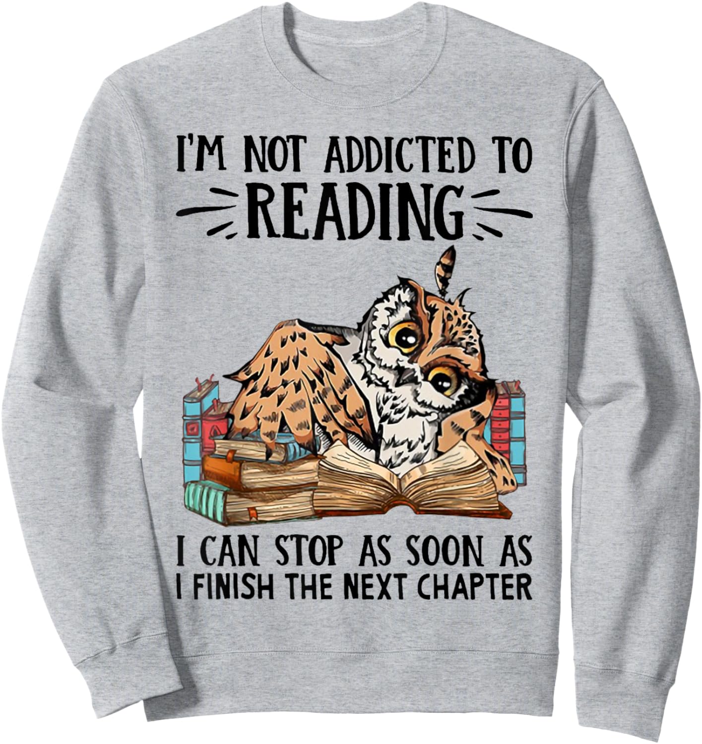 I'm Not Addicted To Reading I Can Stop As Soon As Owl Book Sweatshirt - Sweatshirt | Ash