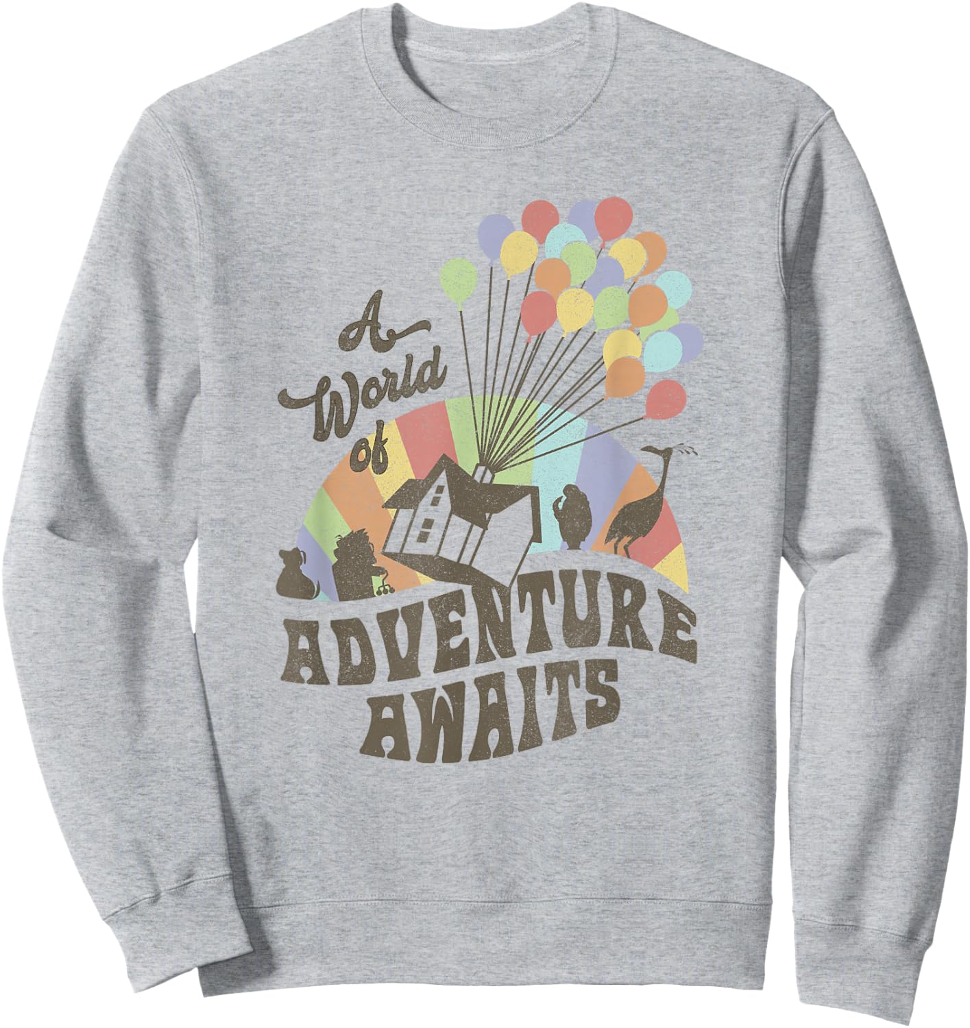 Disney Pixar Up A World Of Adventure Awaits Rainbow Balloons Sweatshirt - Sweatshirt | Ash
