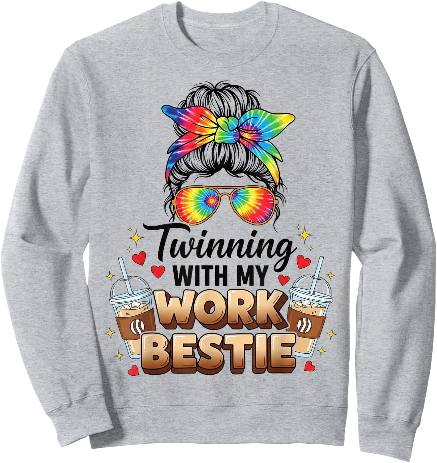 Twinning with My Work Bestie Funny Coffee Lover Matching Sweatshirt - Sweatshirt | Ash