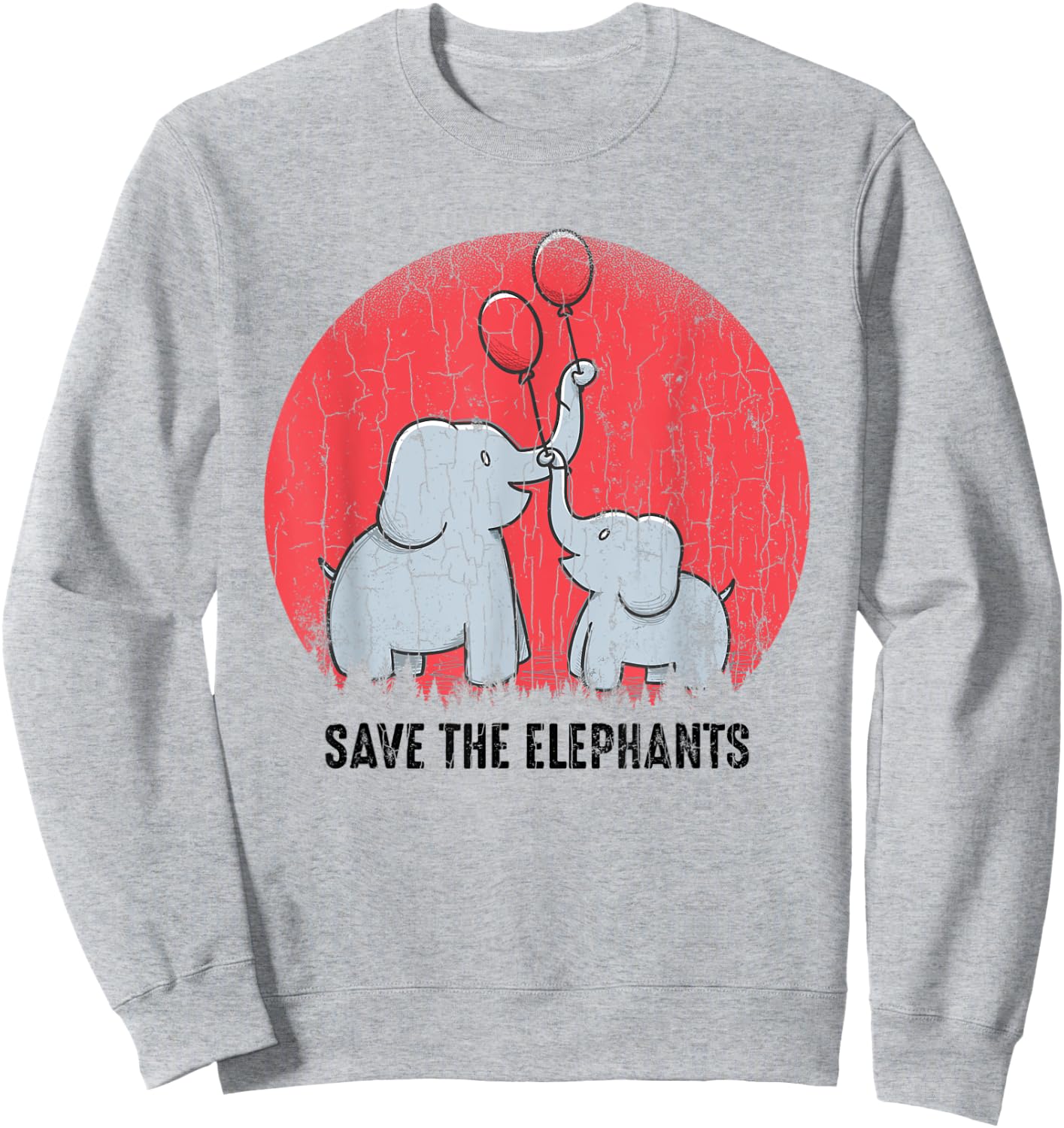 Save The Elephants Funny Elephant Lover Boys Girls Graphic Sweatshirt - Sweatshirt | Ash