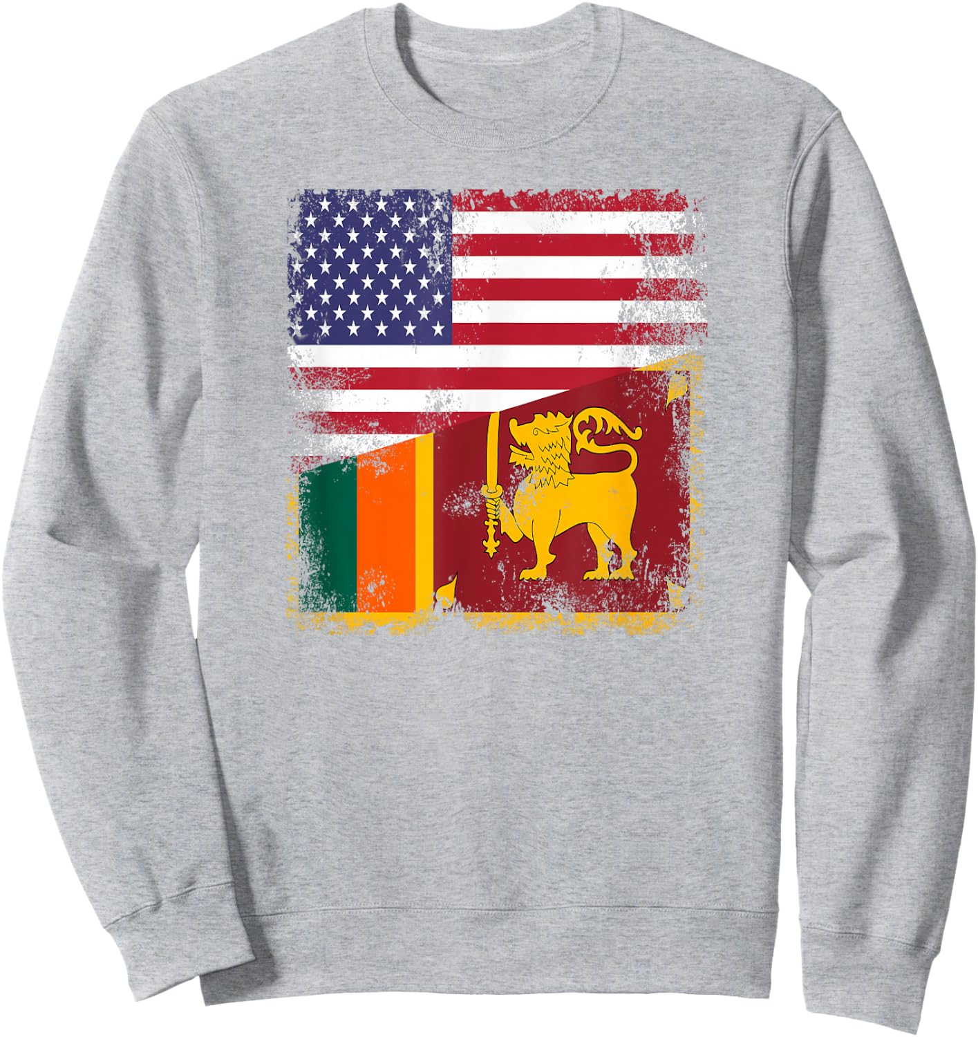 Half Sri Lankan Flag | Vintage Sri Lanka USA Gift Sweatshirt - Sweatshirt | Ash