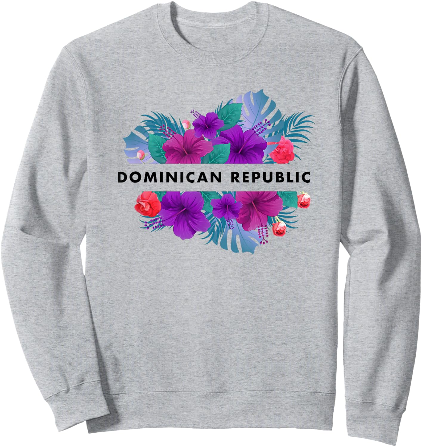 Flowers of Dominican Republic Black Text Vintage Boho Sweatshirt - Sweatshirt | Ash