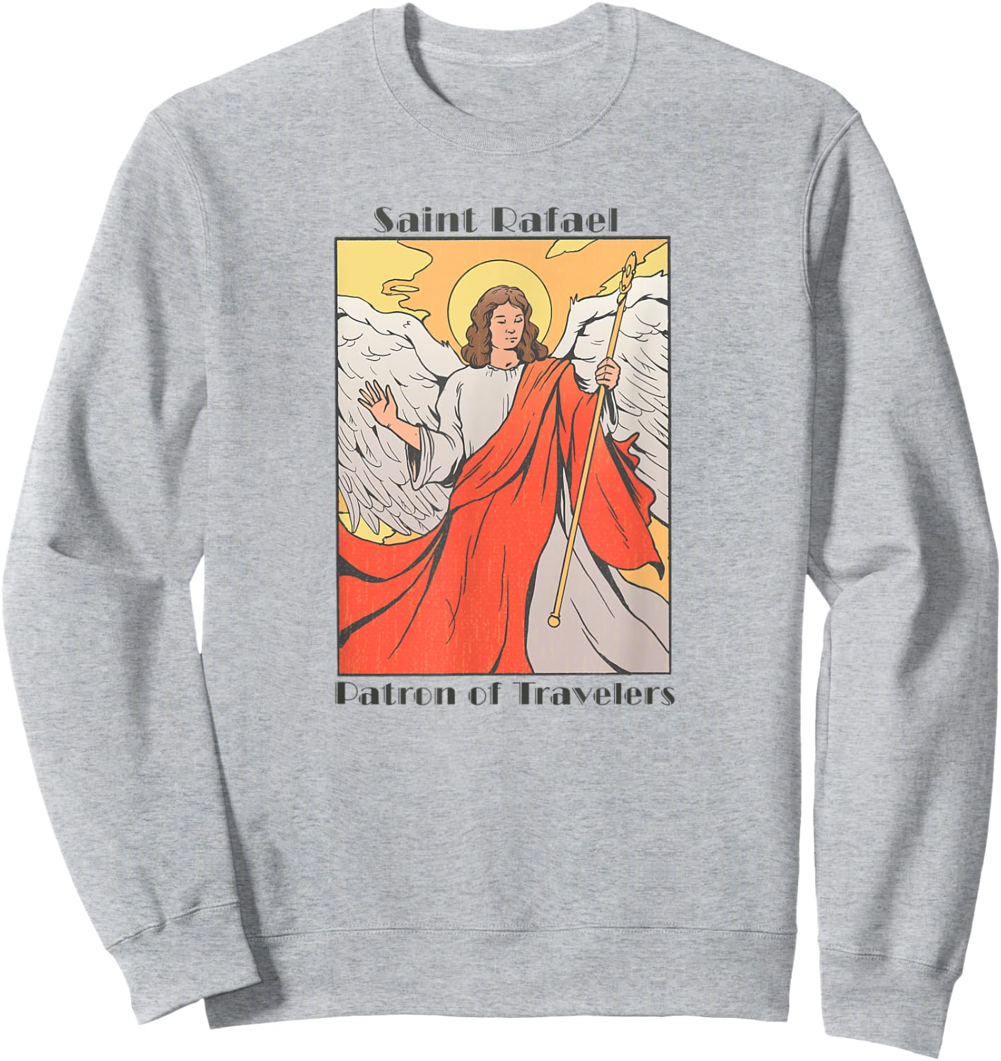 St. Rafael Catholic Archangel Patron Saint of Travel, Travel Sweatshirt - Sweatshirt | Ash
