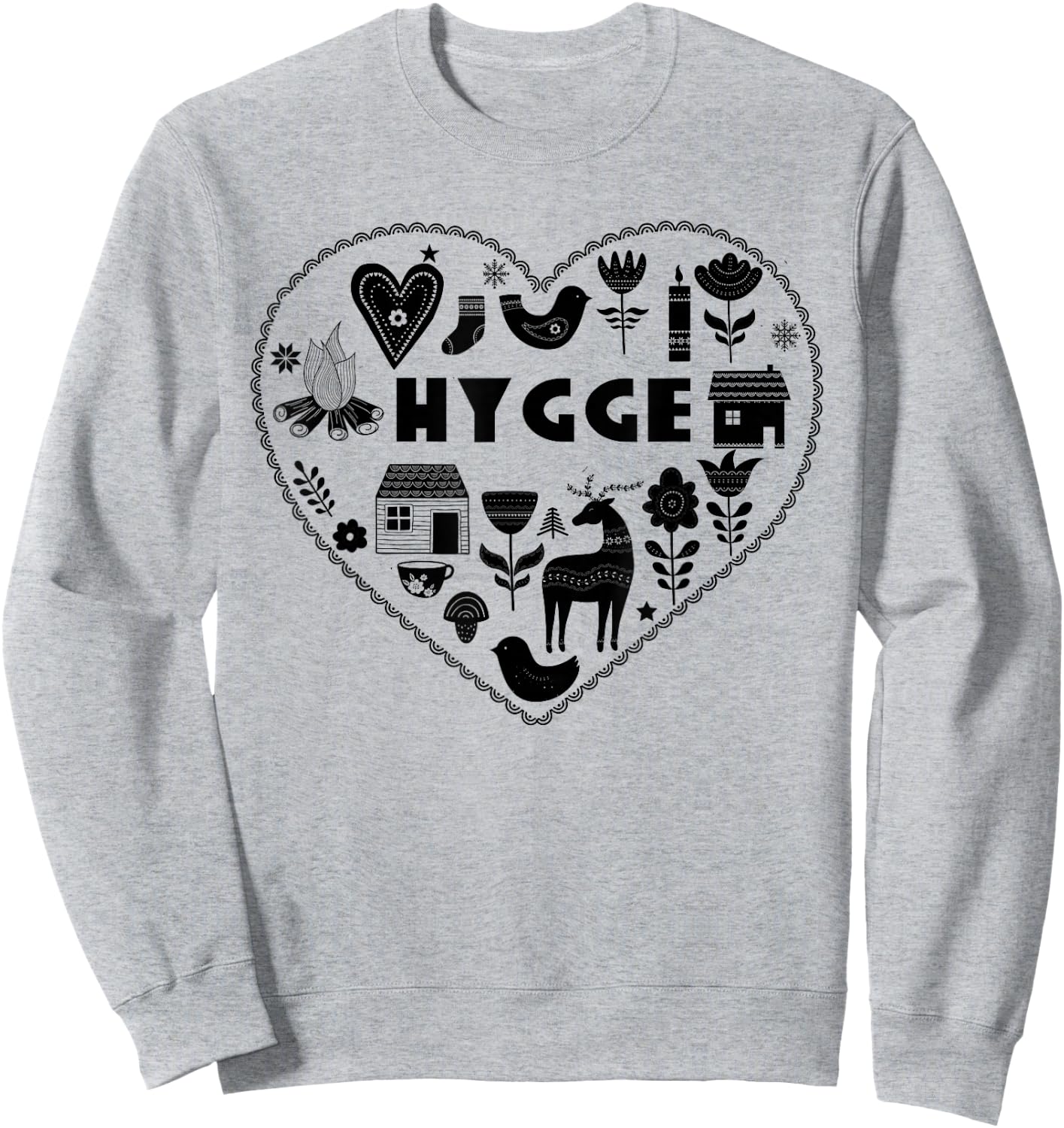 Hygge Heart Danish Cozy Symbols Scandinavian Art Sweatshirt - Sweatshirt | Ash