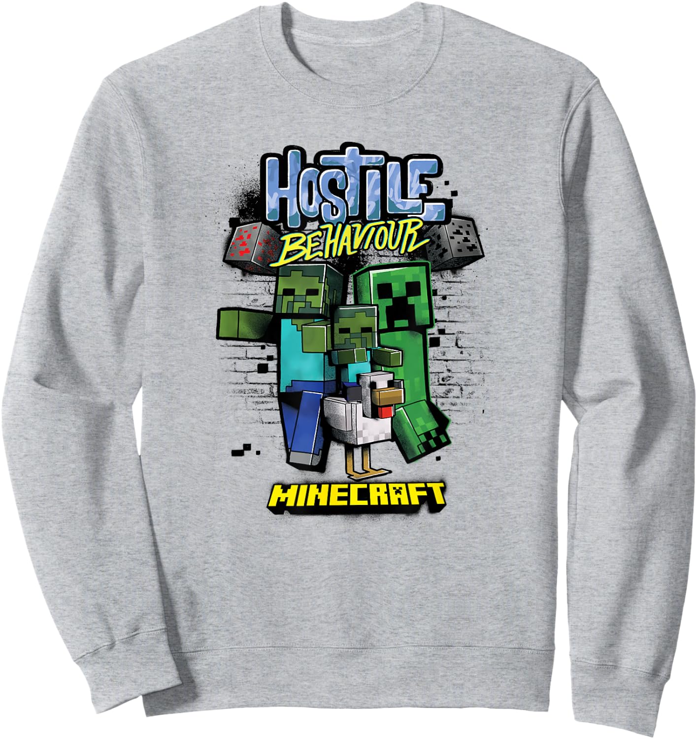 Minecraft Hostile Behaviour Aggressive Mob Group Sweatshirt - Sweatshirt | Ash