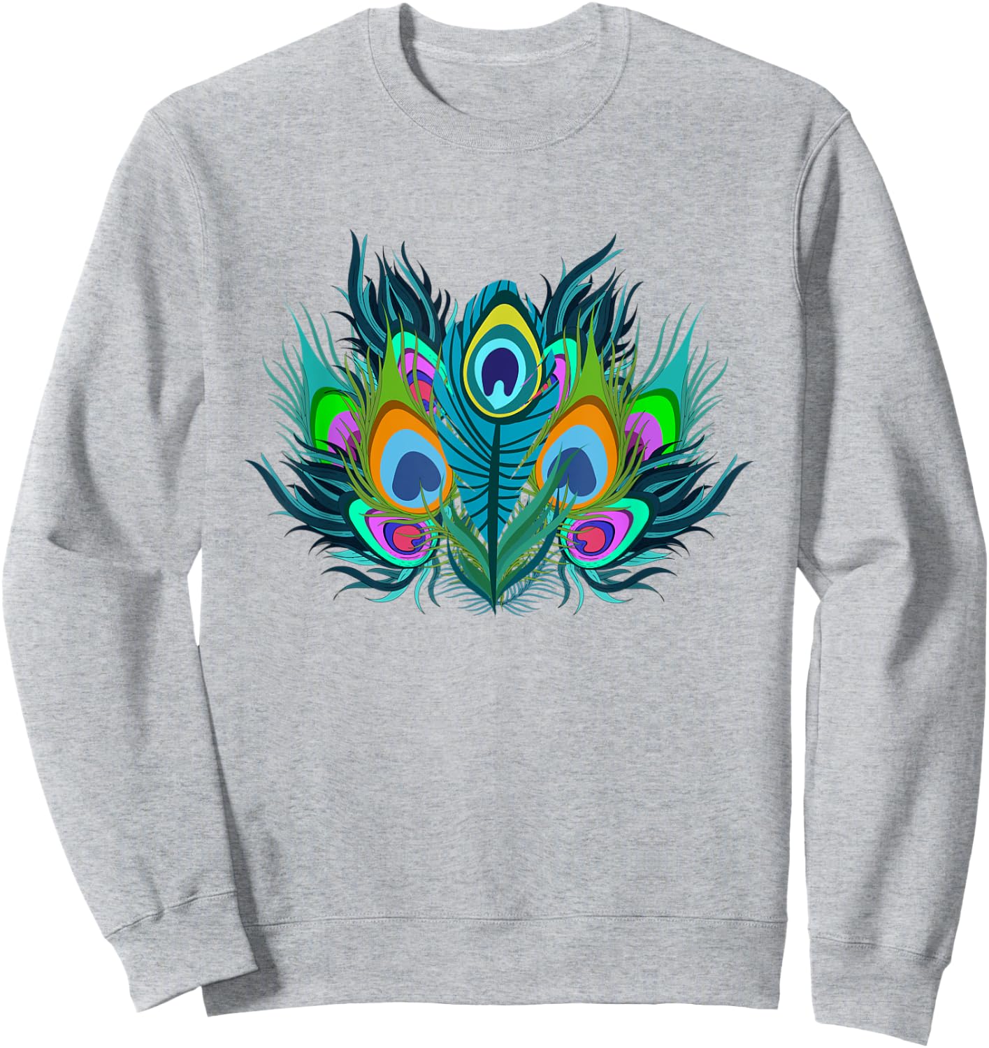 Peacock Feathers Zoo Animal Lover Ornamental Bird Peacock Sweatshirt - Sweatshirt | Ash