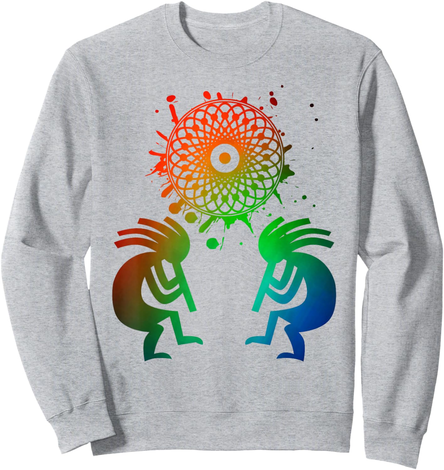 Kokopelli Native American Dream Catcher Sweatshirt - Sweatshirt | Ash