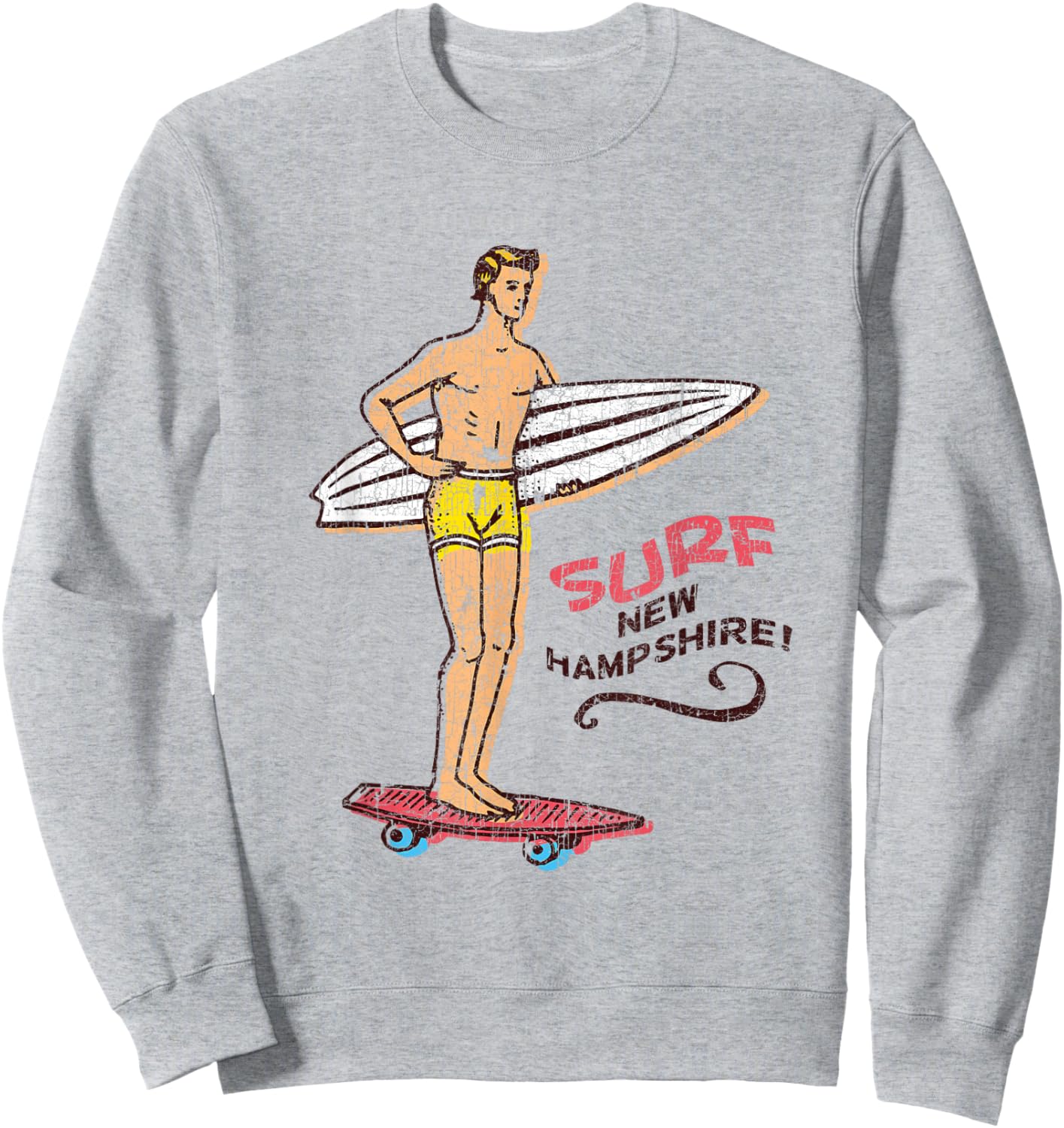 Surf New Hampshire Vintage Surfboard 60s 70s 80s Sweatshirt - Sweatshirt | Ash