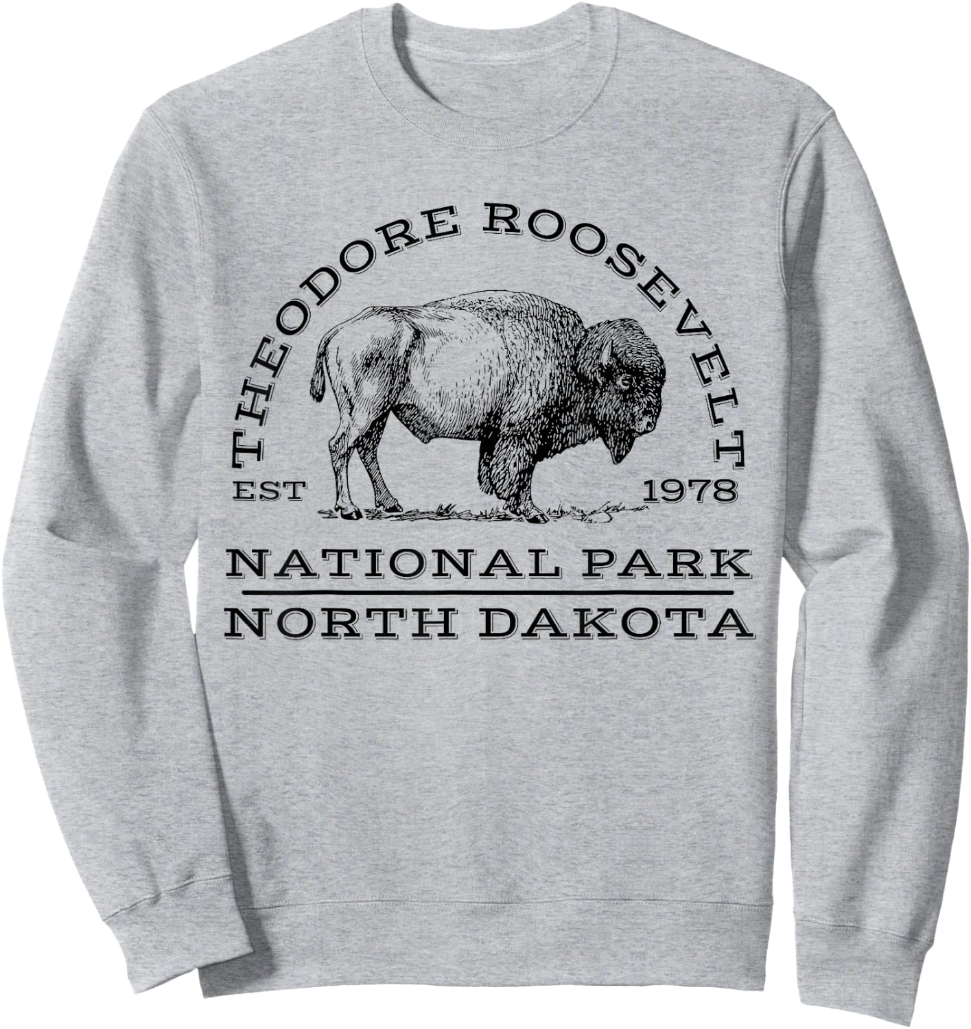 Theodore Roosevelt National Park Buffalo North Dakota Hike , Gray Sweatshirt - Sweatshirt | Ash