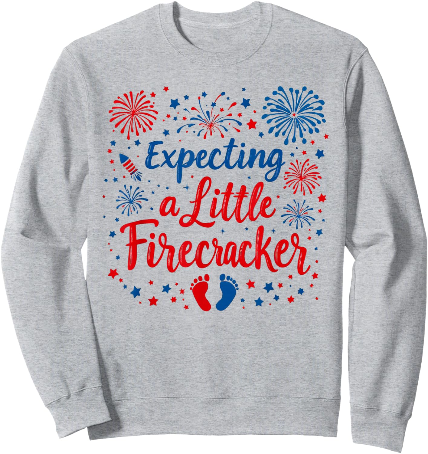 Expecting A Little Firecracker Baby Announcements 4th July Sweatshirt - Sweatshirt | Ash