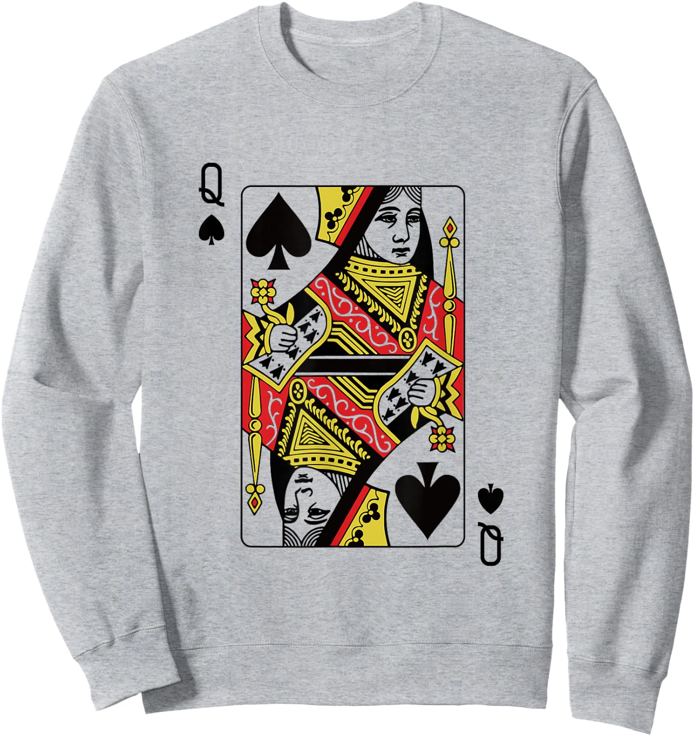 Queen Of Spades Playing Card Poker Sweatshirt - Sweatshirt | Ash