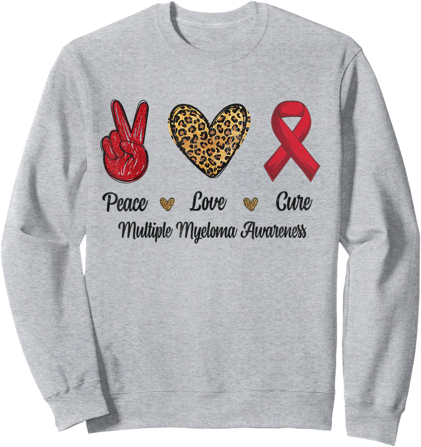Peace Love Cure Multiple Myeloma Awareness Leopard Men Sweatshirt - Sweatshirt | Ash