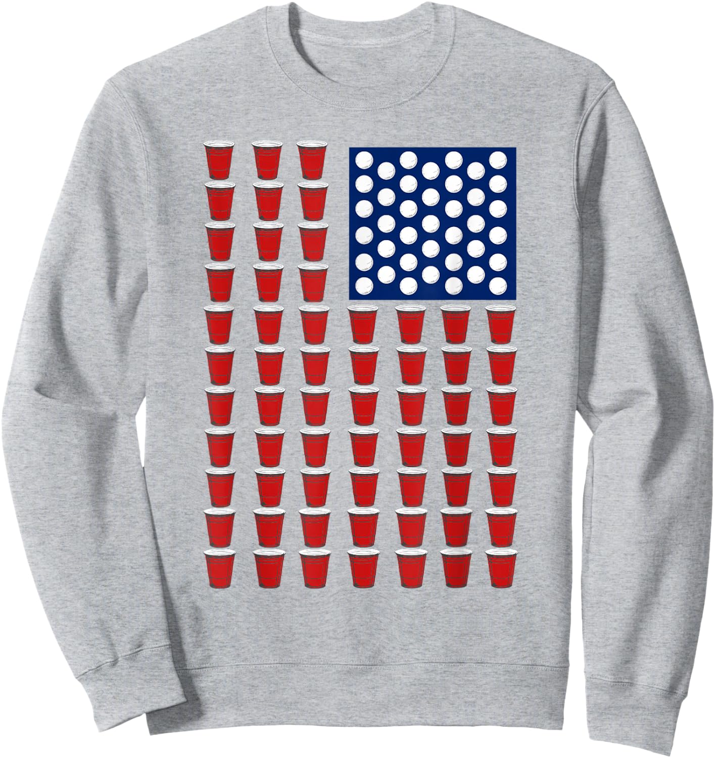 4th of July Trendy Red Solo Cup Beer Pong USA Flag Sweatshirt - Sweatshirt | Ash