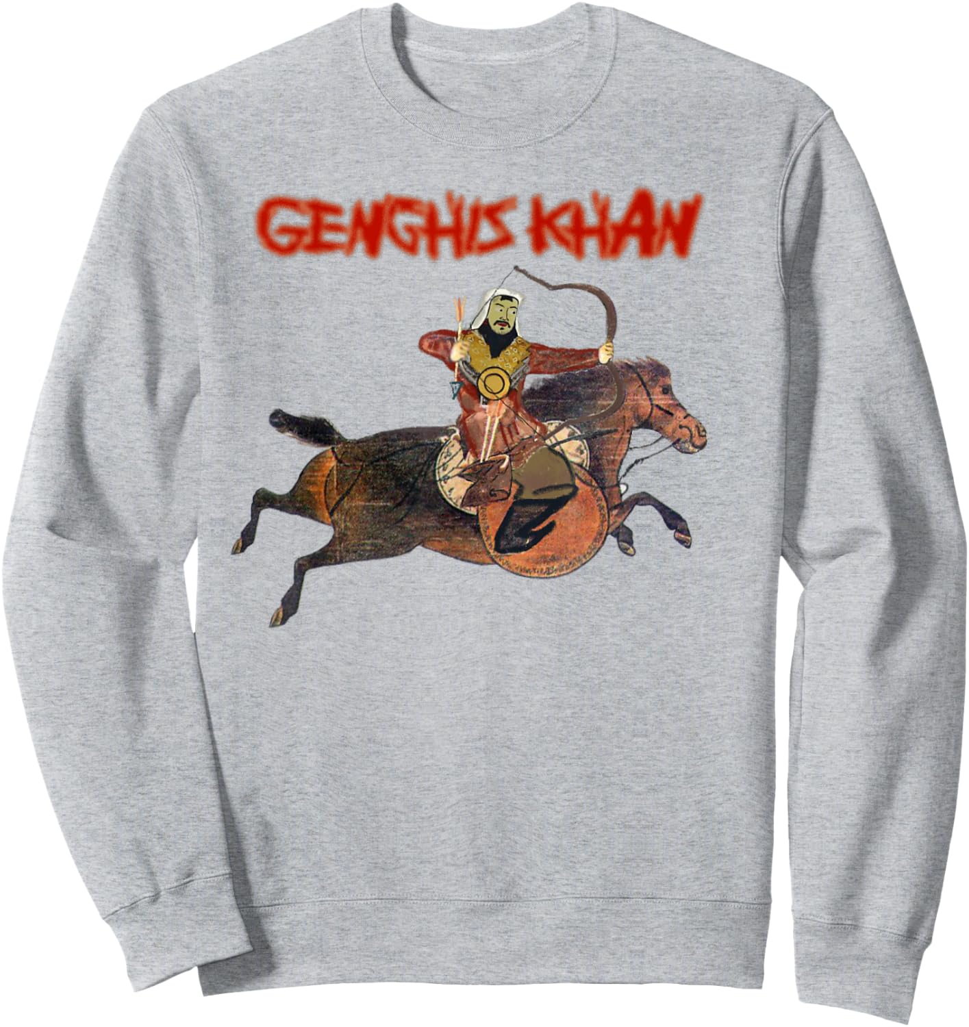 Rex Invictus Genghis Khan , Men's -Adults Yellow Cartoon , Classic Fit, Short Sleeve, , Small Sweatshirt - Sweatshirt | Ash