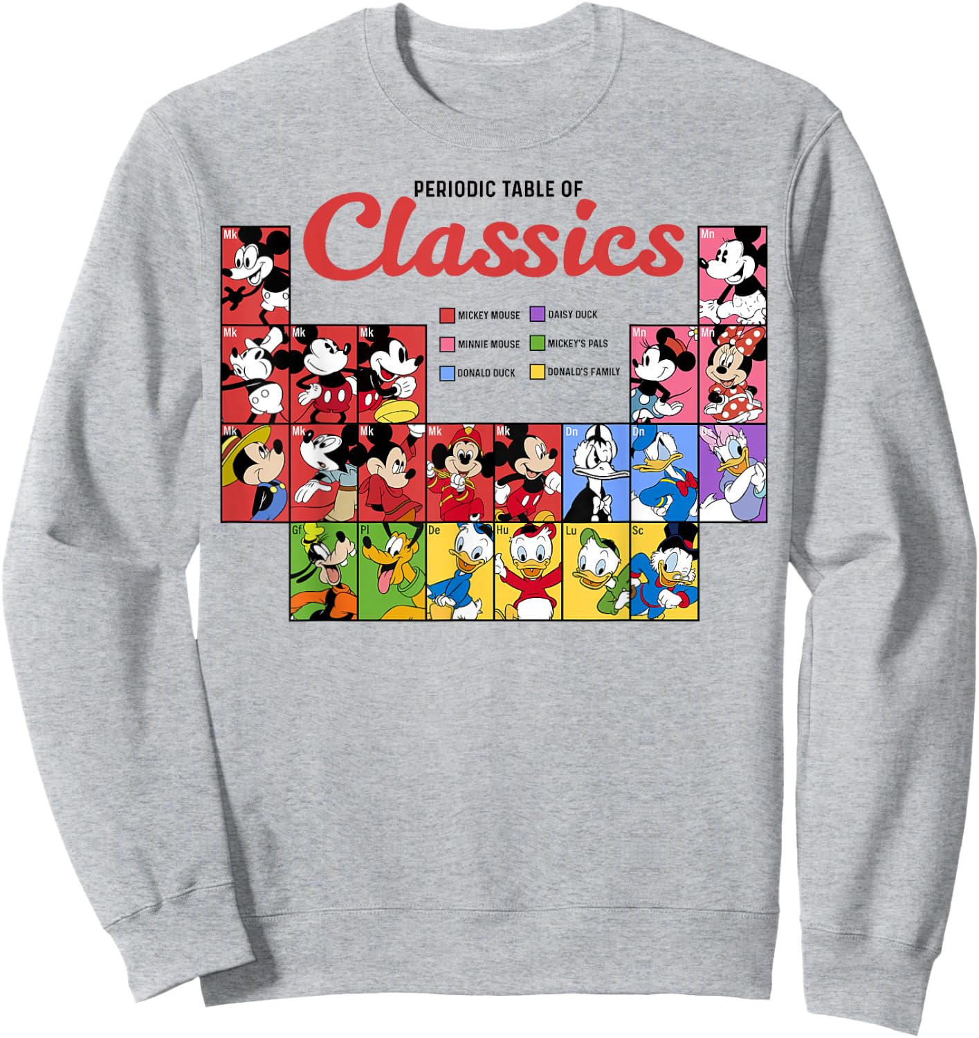 Disney Mickey And Friends Periodic Table Of Classics Sweatshirt - Sweatshirt | Ash