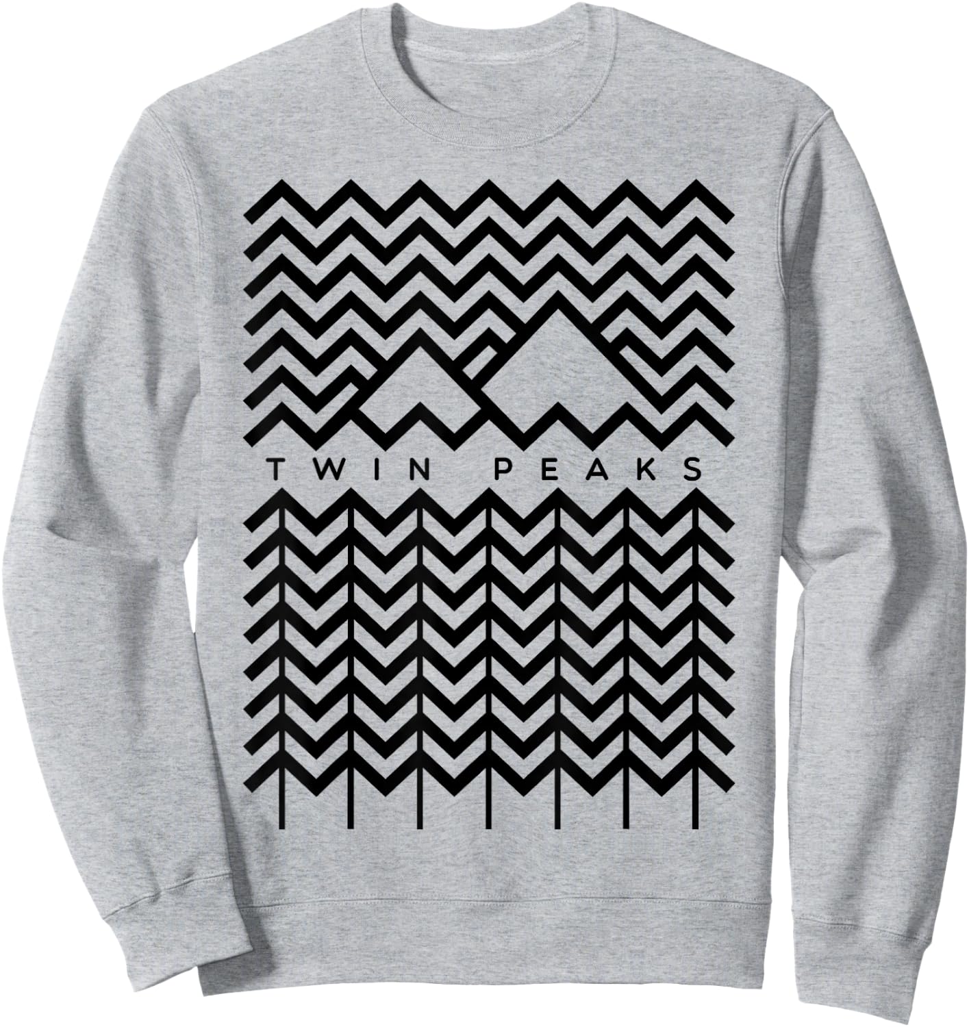 Twin Peaks Mountain and Trees Line Art Grphic Sweatshirt - Sweatshirt | Ash