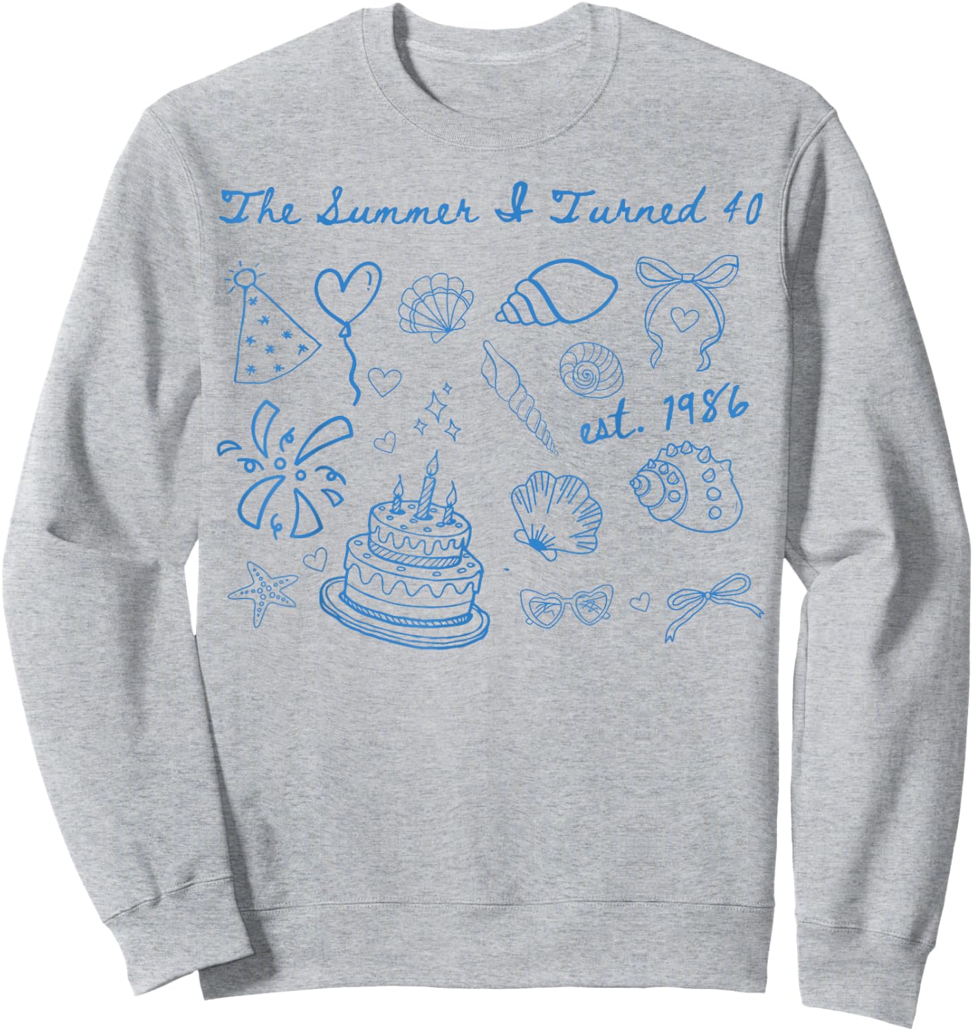 Summer I Turned Forty 40th Birthday Coastal Bow Seashell Sweatshirt - Sweatshirt | Ash