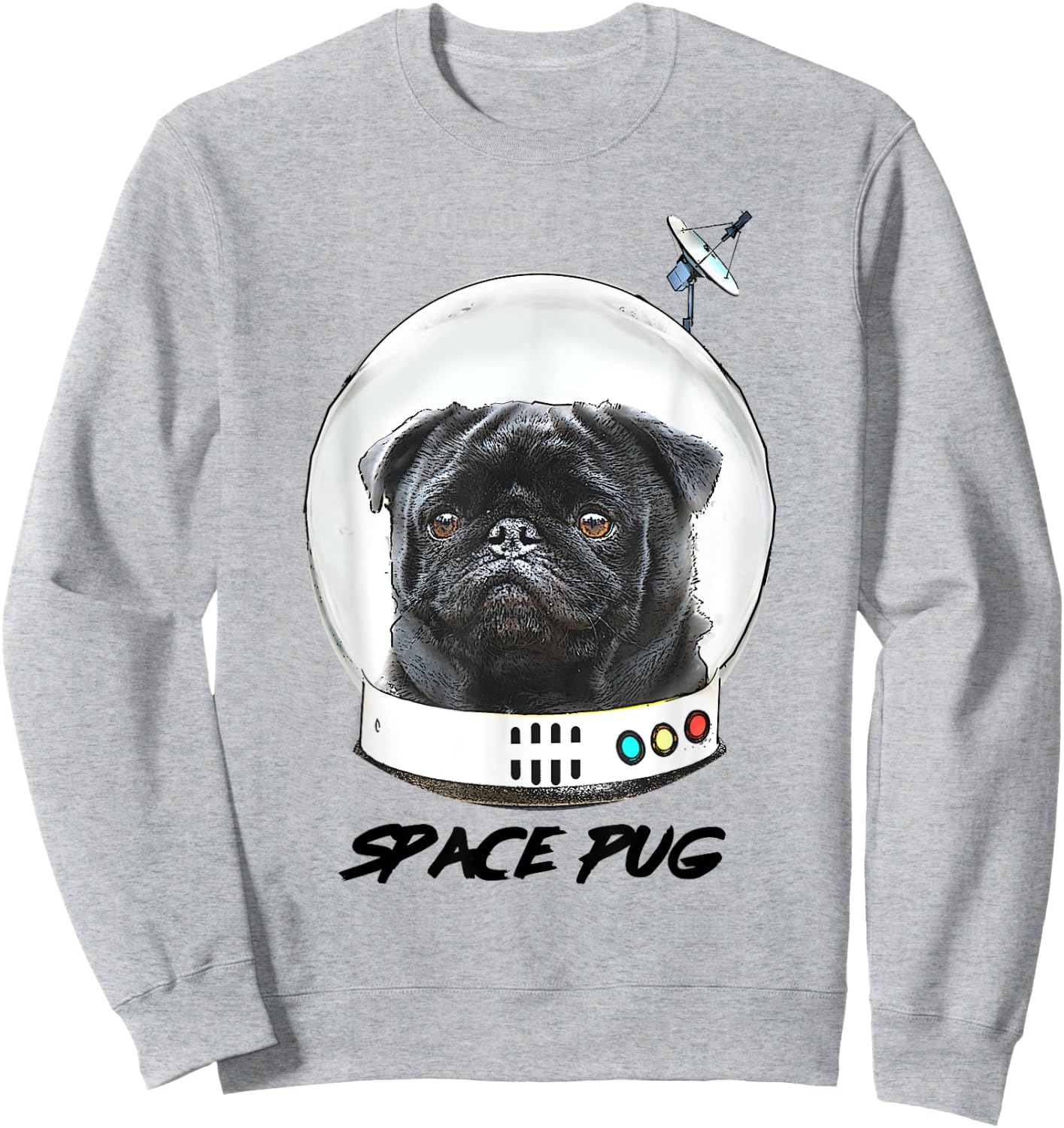 Space Pug Blasts Off Astronaut Black Pug Sweatshirt - Sweatshirt | Ash