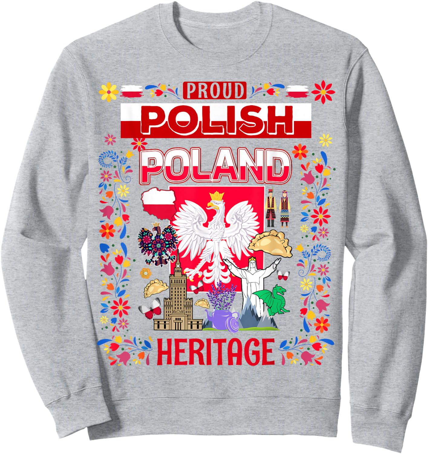 Polska Polish Ideas & Polski Folk Polish Heritage Sweatshirt - Sweatshirt | Ash