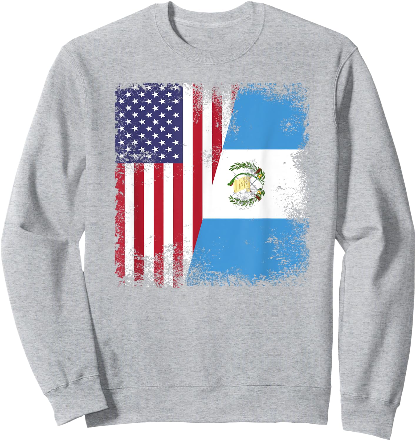 Half Guatemalan Flag | Vintage Guatemala USA Gift Sweatshirt - Sweatshirt | Ash