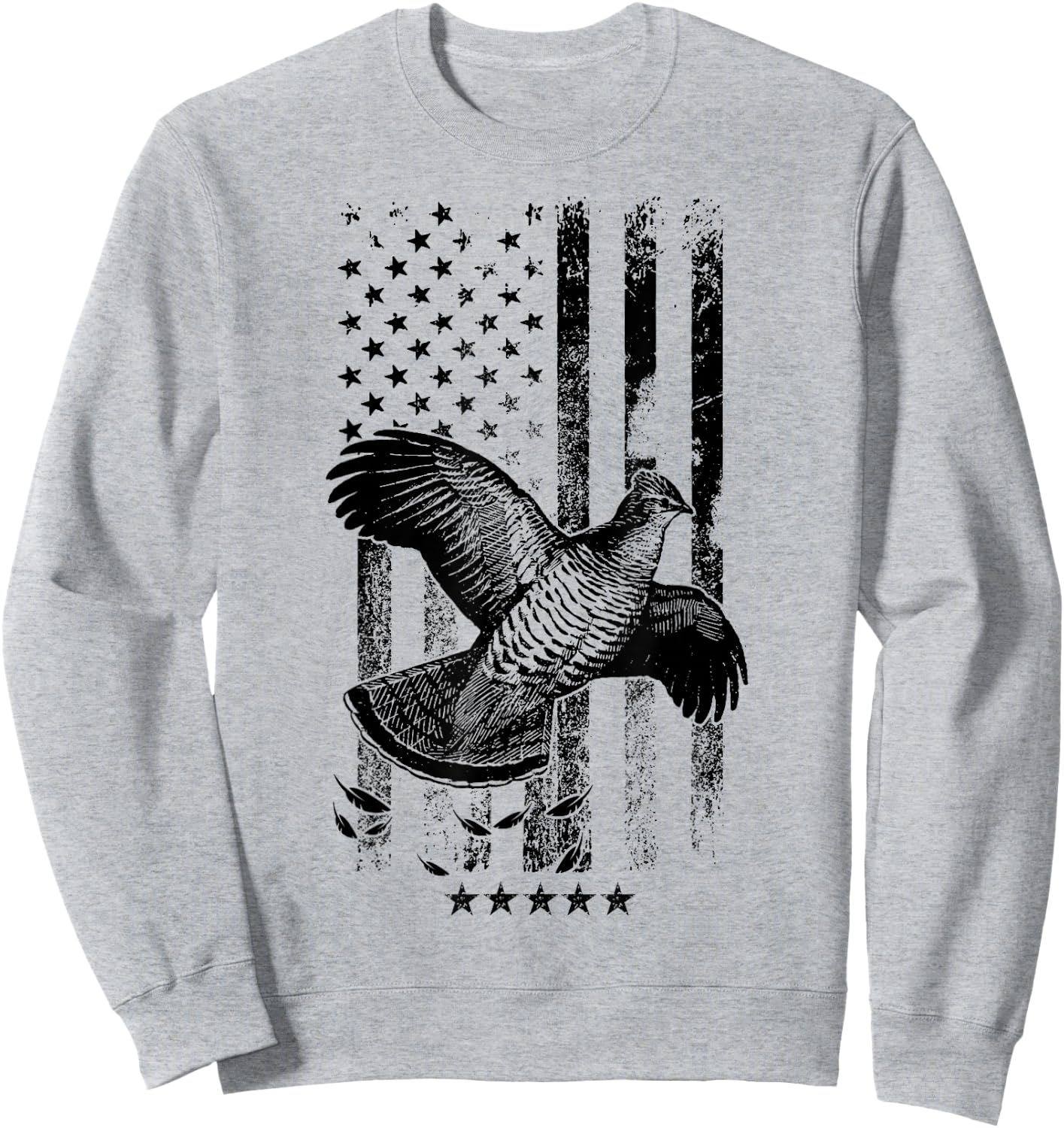 USA American Flag Hunters - Hunting Grouse Bird Sweatshirt - Sweatshirt | Ash