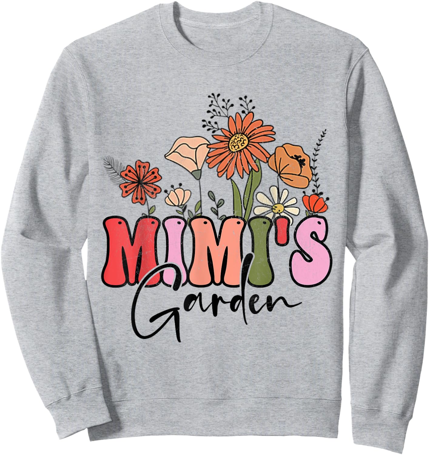 Flowers Groovy Retro Mothers Day Mimi's Garden Sweatshirt - Sweatshirt | Ash