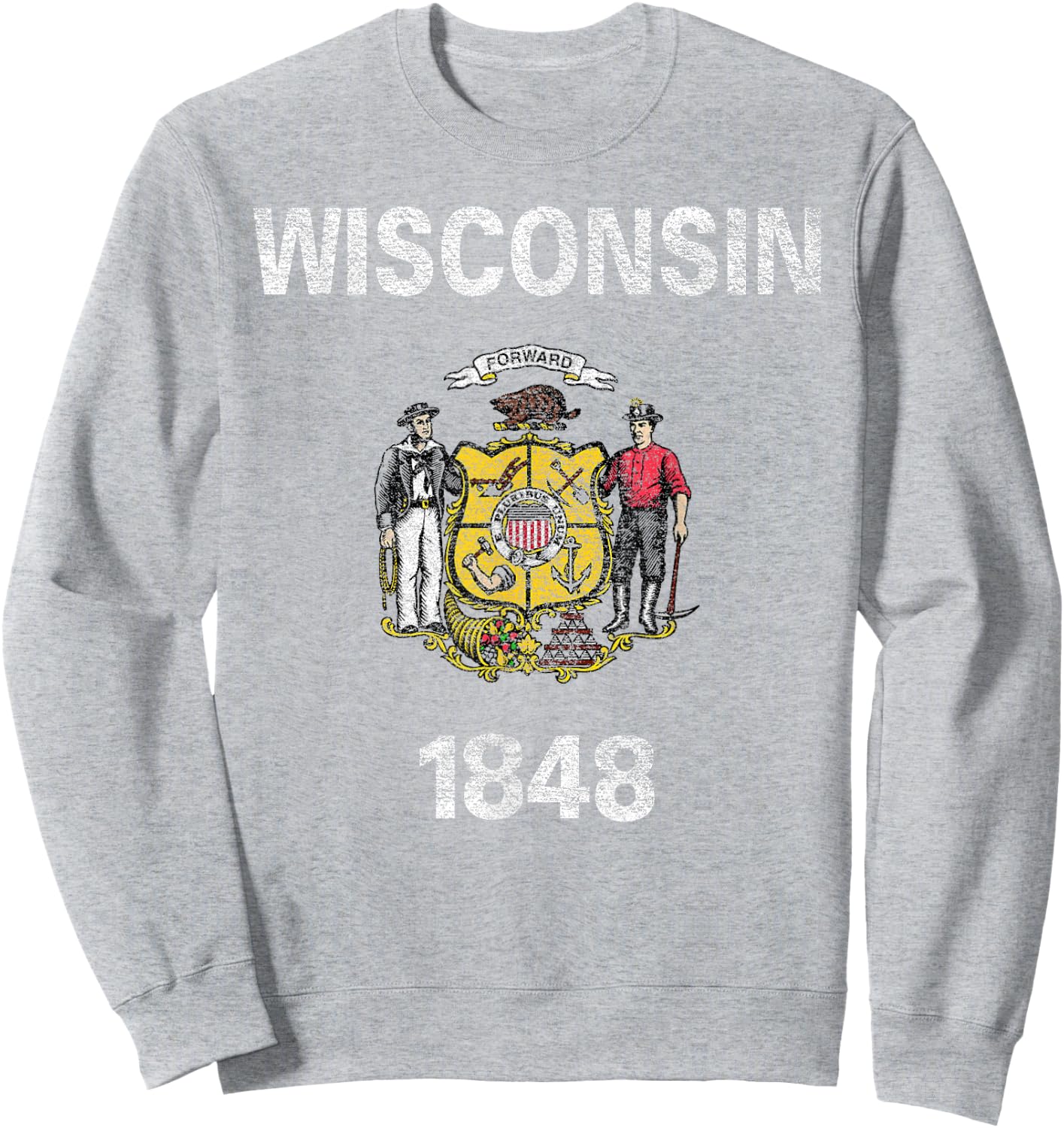 State Flag of Wisconsin Sweatshirt - Sweatshirt | Ash