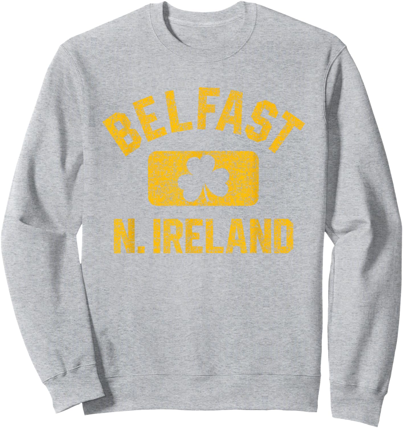 Belfast N. Ireland Gym Style Green w Distressed Amber Print Sweatshirt - Sweatshirt | Ash