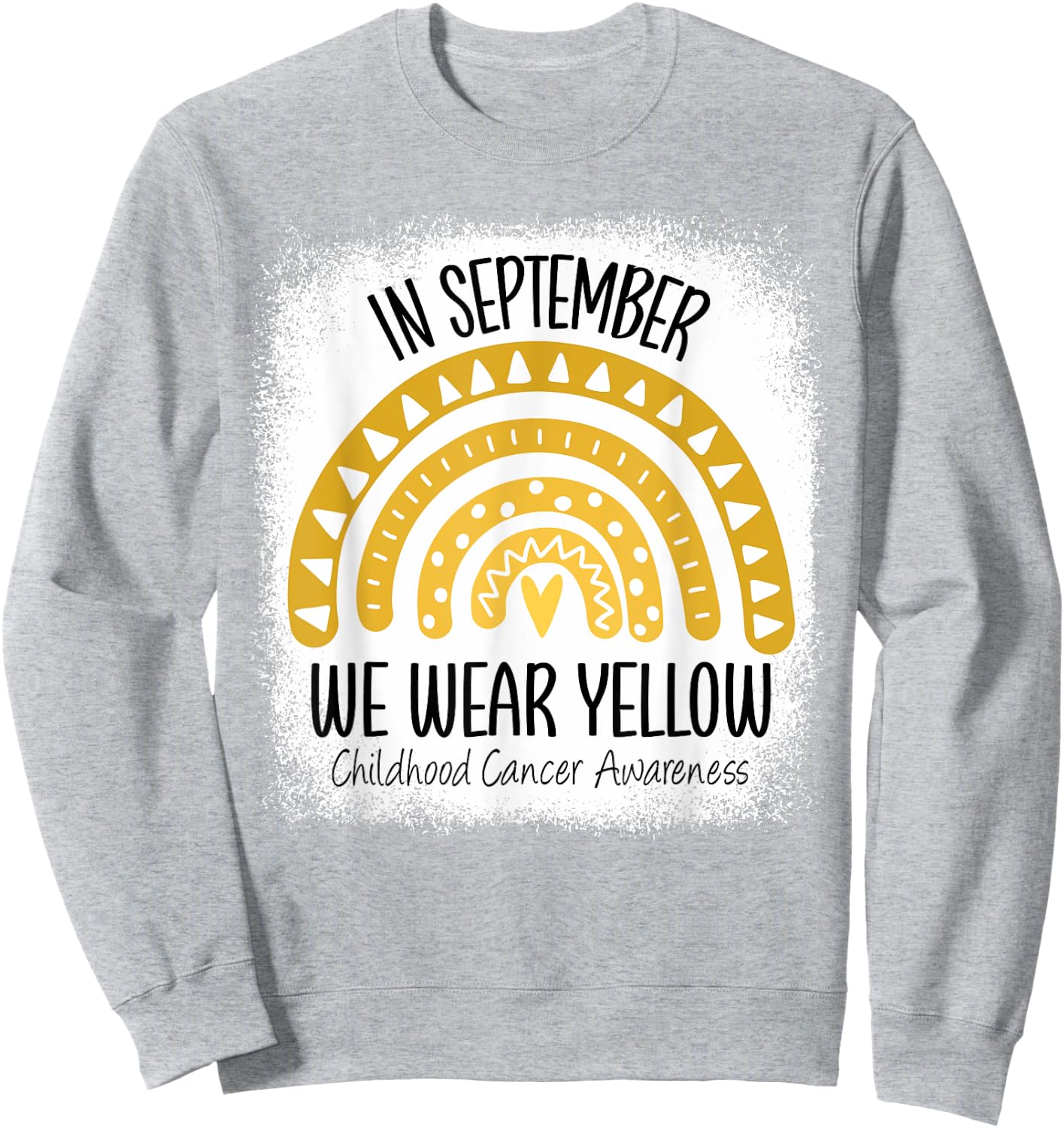 Rainbow September We Wear Yellow Childhood Cancer Awareness Sweatshirt - Sweatshirt | Ash
