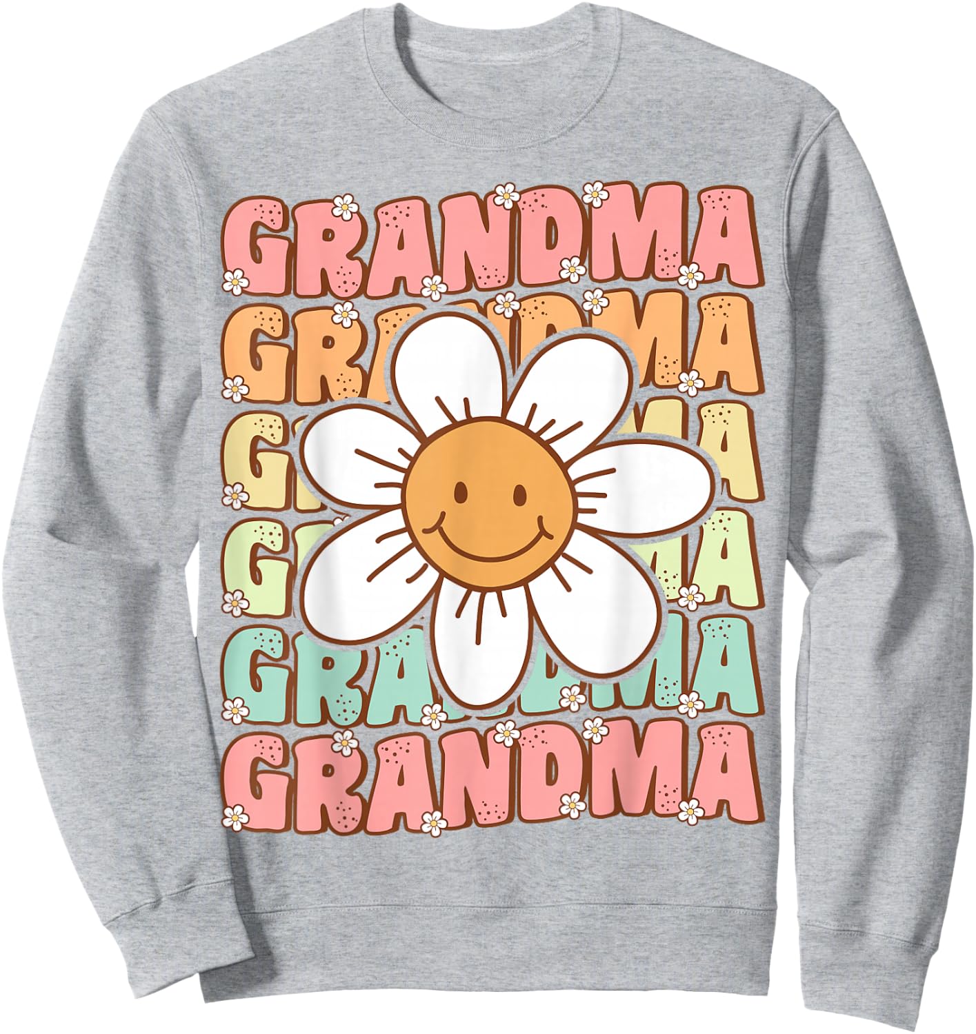 Cute Groovy Grandma 70s Family Birthday Party Daisy Flower Sweatshirt - Sweatshirt | Ash
