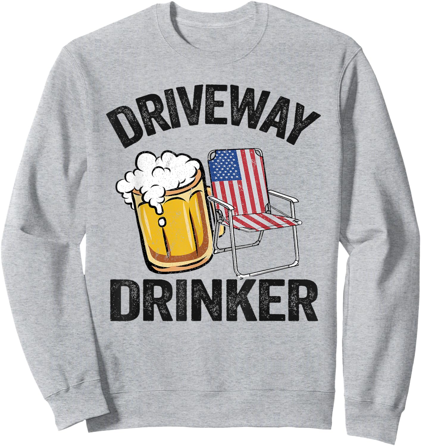 Beer Lover American Flag 4th Of July Party Driveway Drinker Sweatshirt - Sweatshirt | Ash