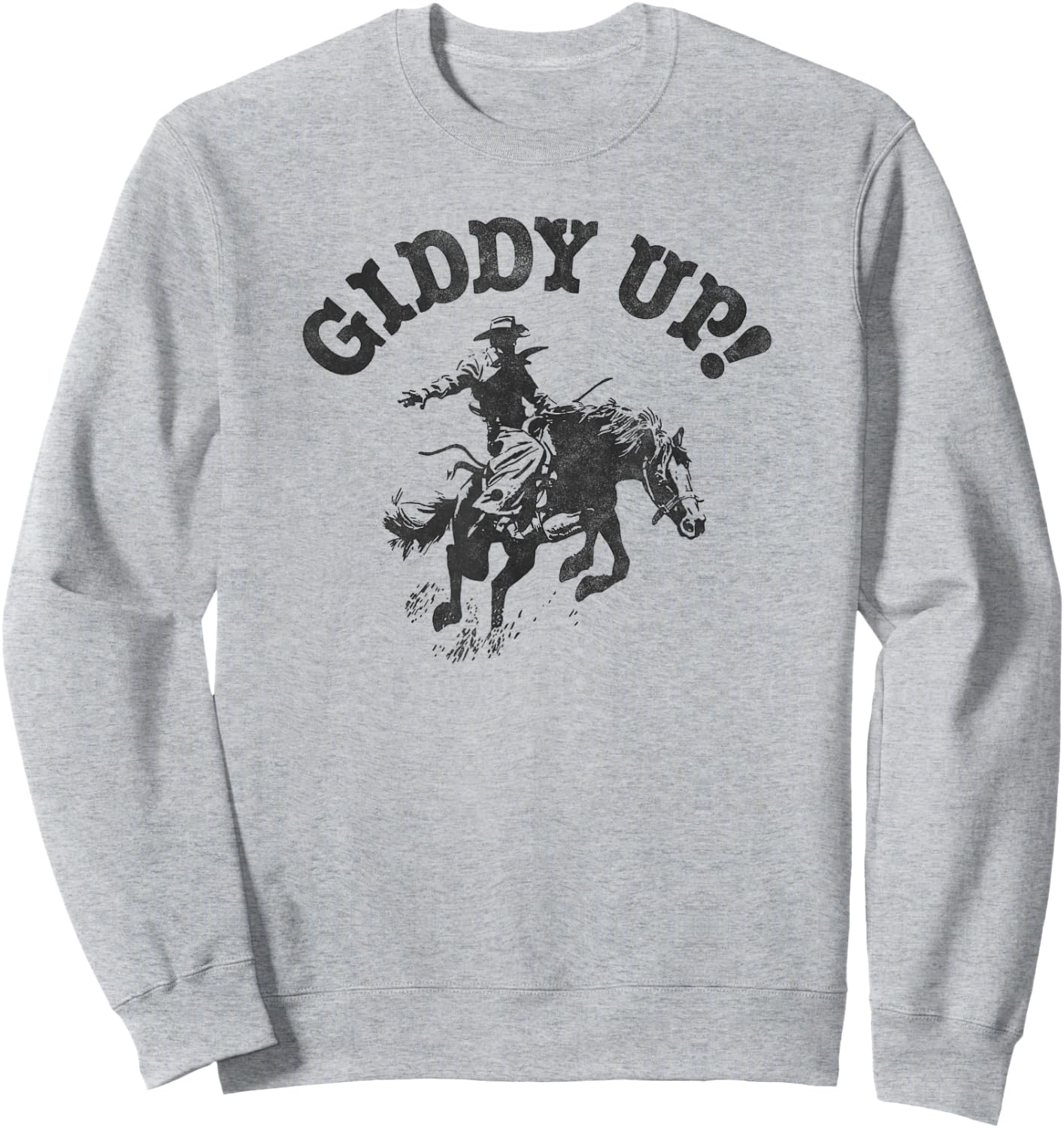 Trendy Giddy Up Classic Rodeo Black & White Sweatshirt - Sweatshirt | Ash