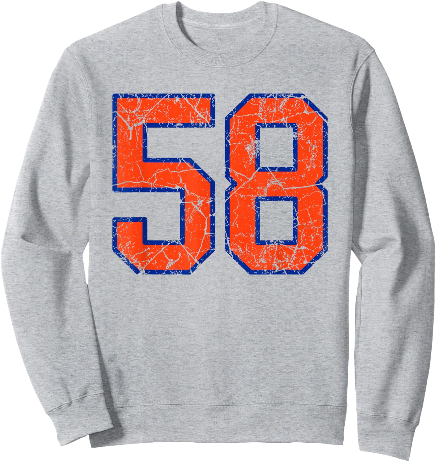 Orange and Blue Sports Number 58 Jersey Uniform Player Sweatshirt - Sweatshirt | Ash