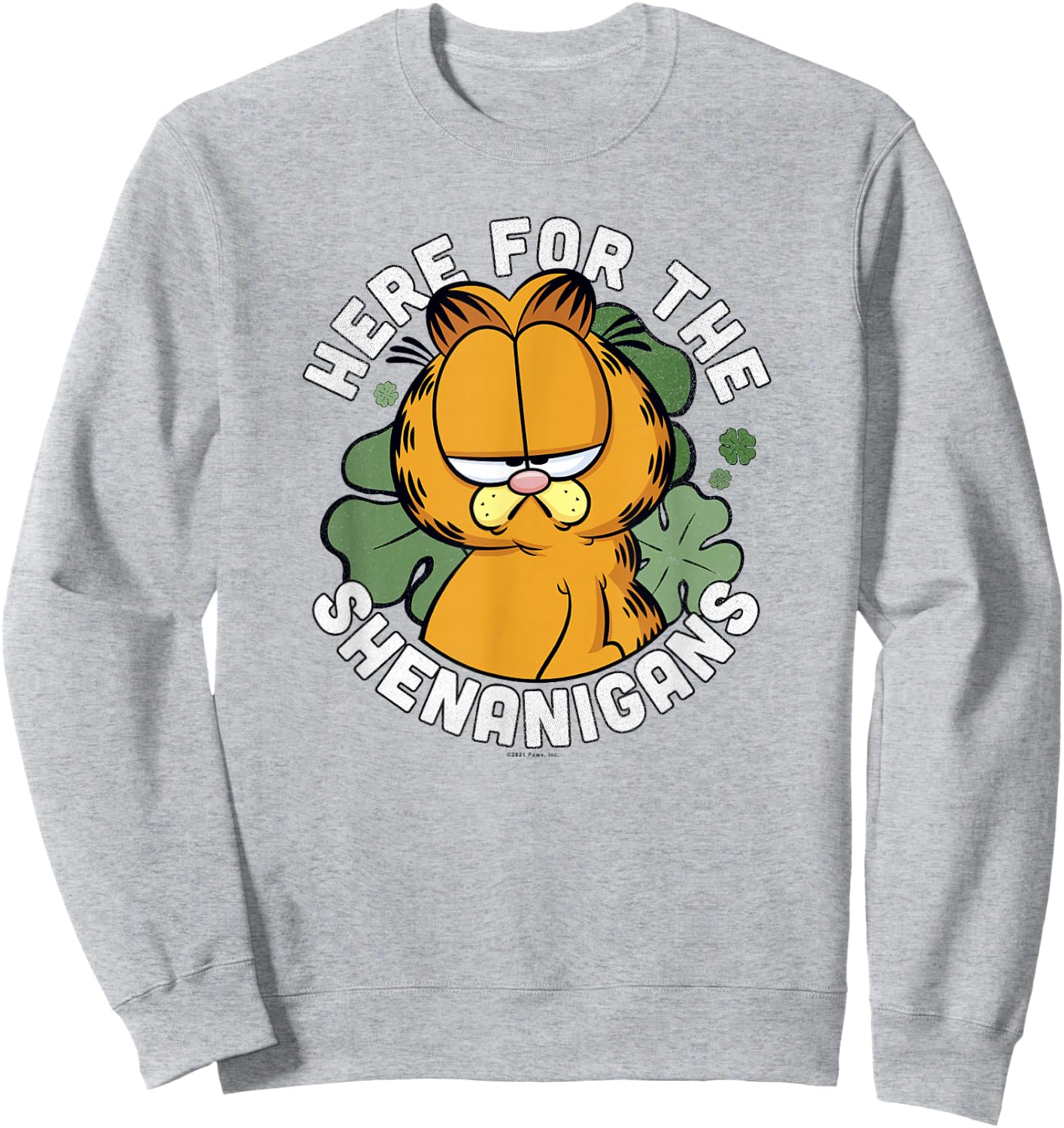 Garfield St. Patrick's Day Here For The Shenanigans Sweatshirt - Sweatshirt | Ash