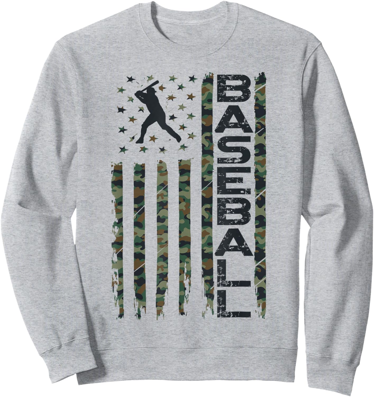 Baseball Fan Usa American Flag Camo Camouflage Batter Sweatshirt - Sweatshirt | Ash