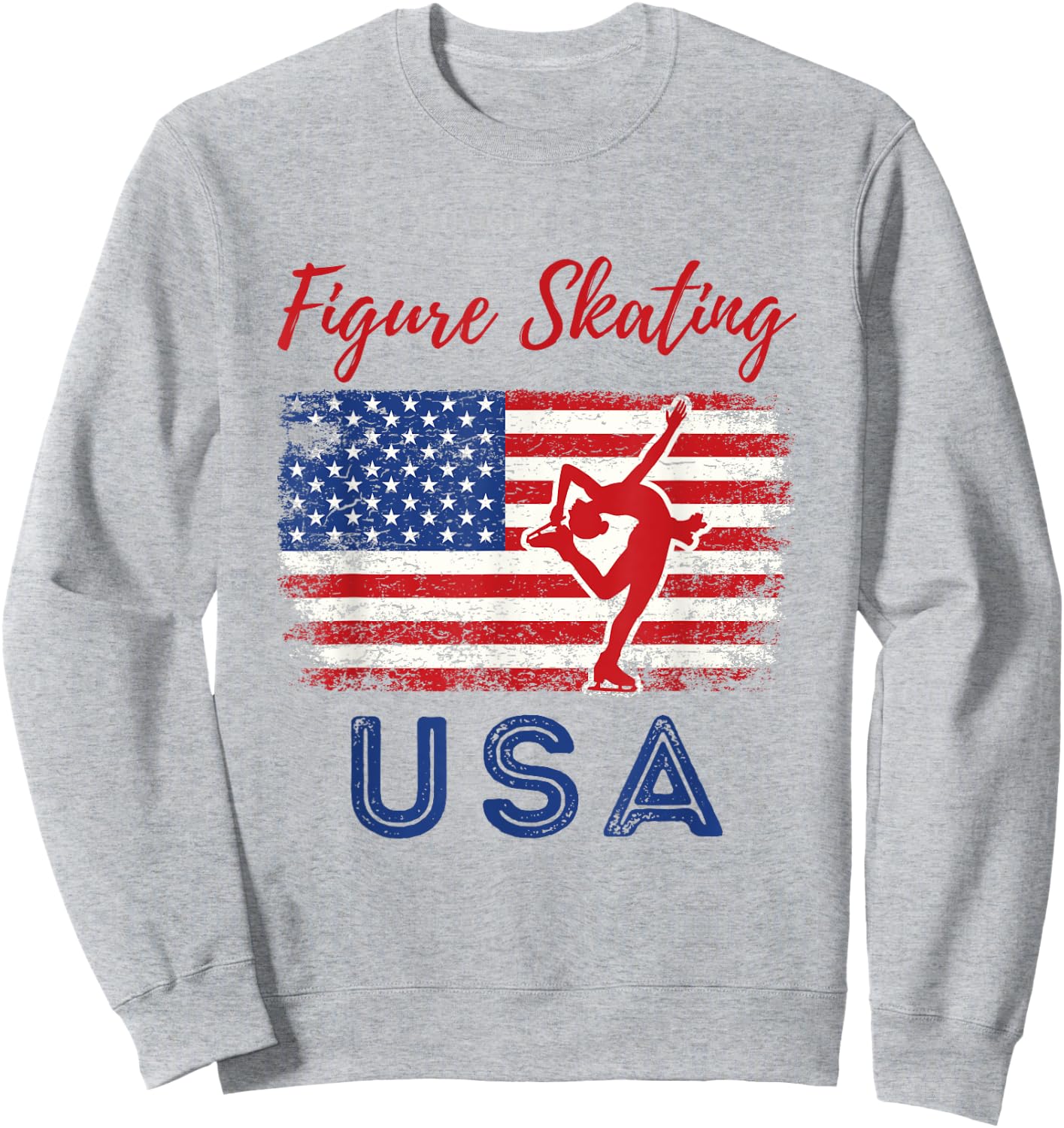 USA American Flag Figure Skating Team Girls Women Sweatshirt - Sweatshirt | Ash