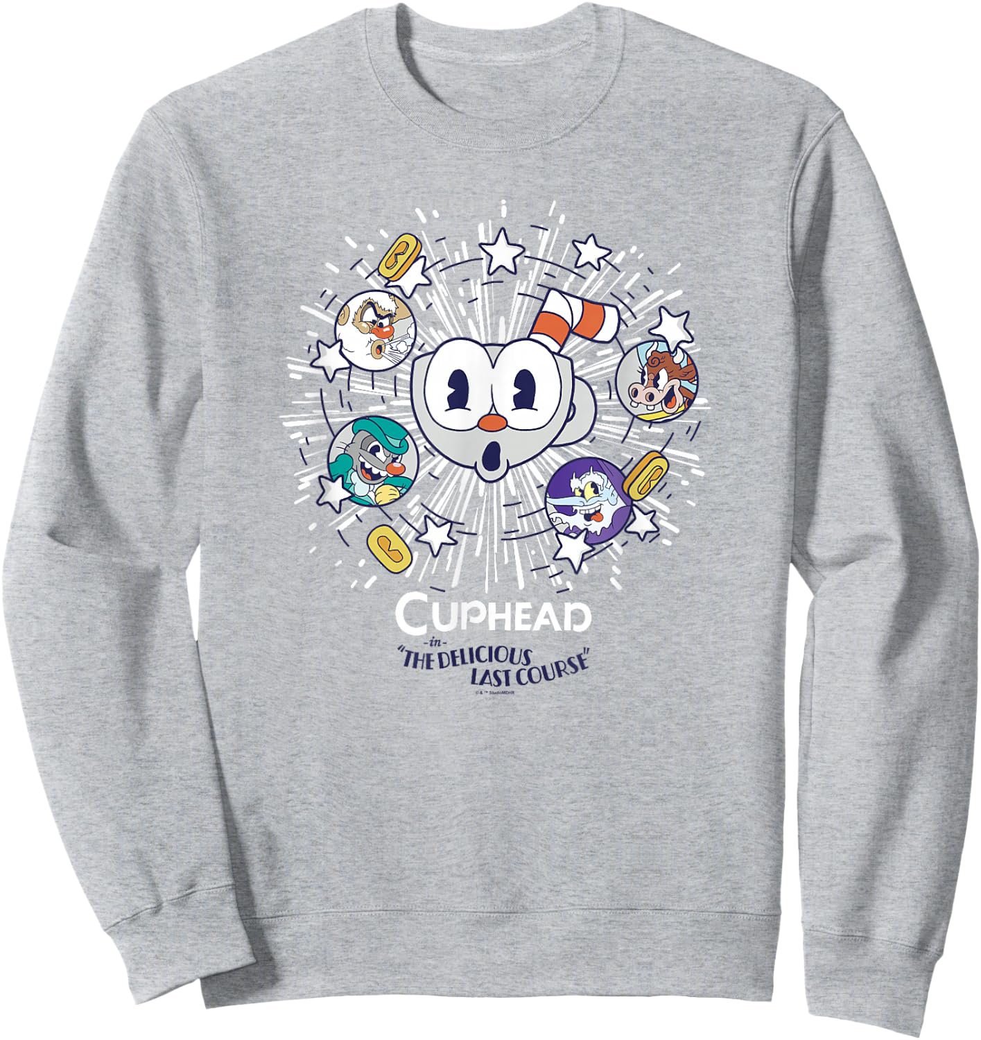 Cuphead: The Delicious Last Course Cuphead Character Group Sweatshirt - Sweatshirt | Ash