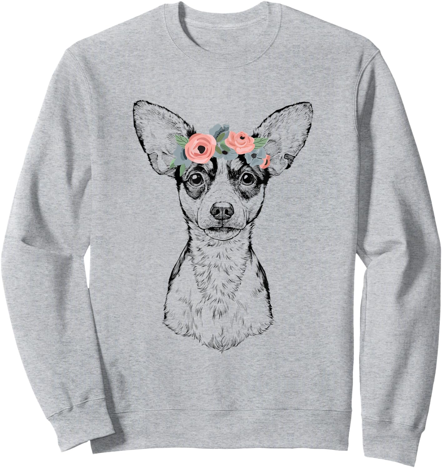 Rat Terrier with Floral Headband Dog Mom Sweatshirt - Sweatshirt | Ash