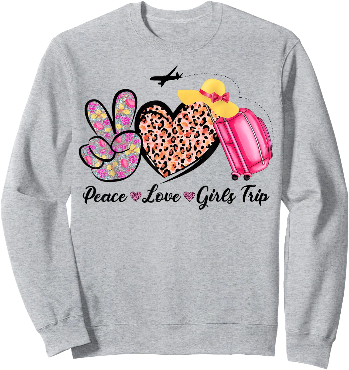 Girls Trip Traveling Lover Vacation Peace Love Girls Trip Sweatshirt - Sweatshirt | Ash